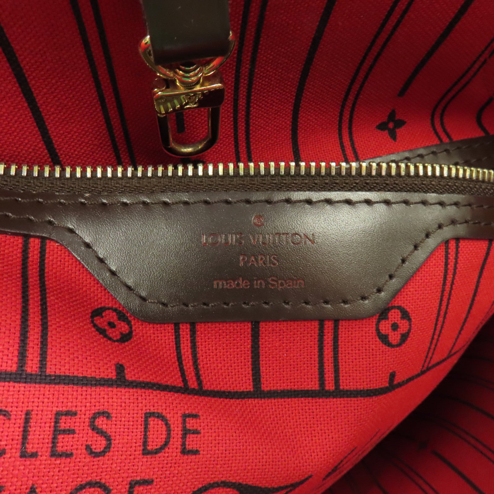 LOUIS VUITTON Damier Neverfull MM金扣手挽袋啡色
