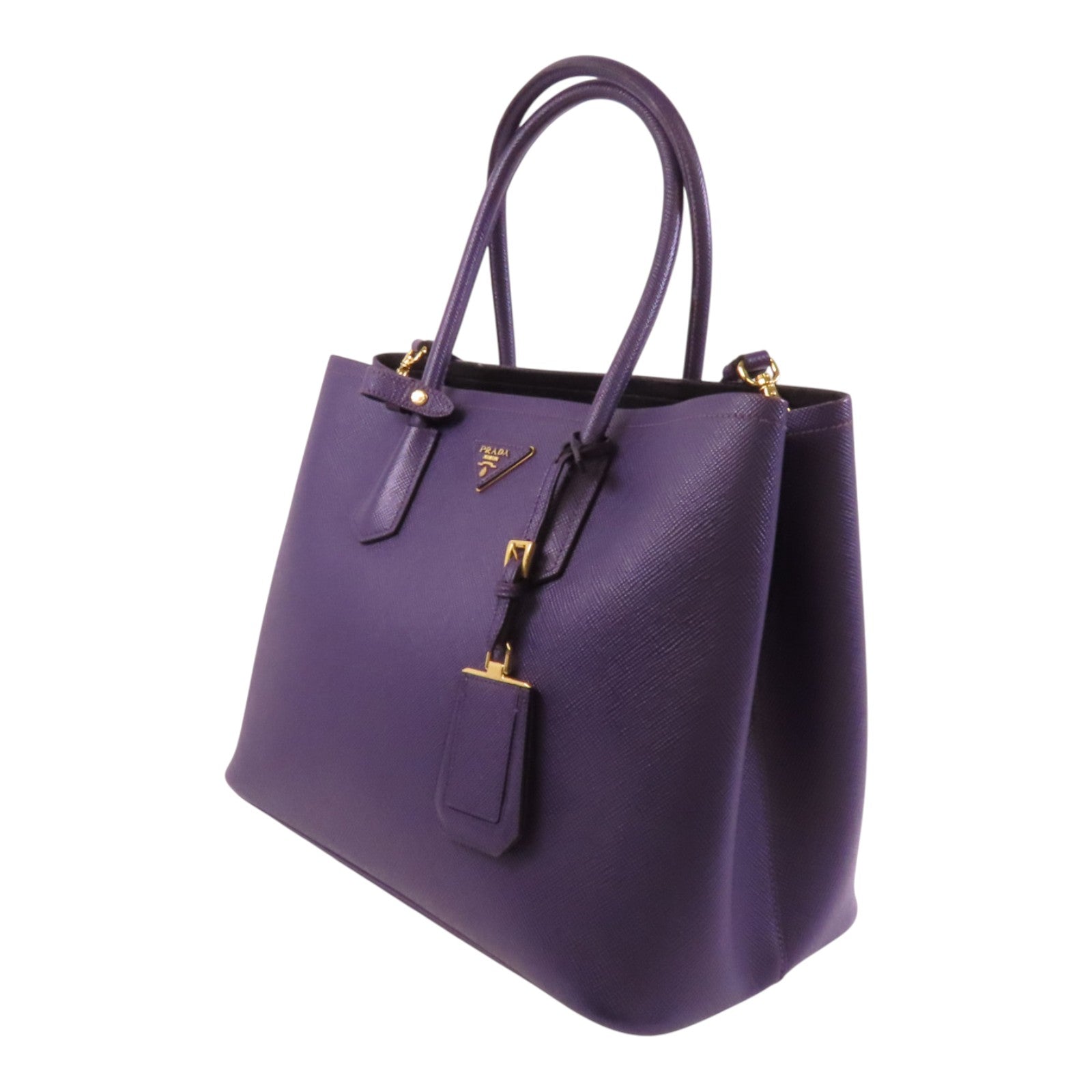 PRADA Saffiano皮革Double金扣手挽肩背兩用袋