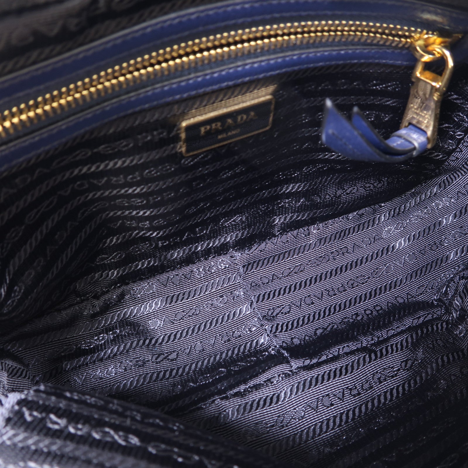 PRADA 牛皮皮革Shoulder Bag金扣肩背袋藍色