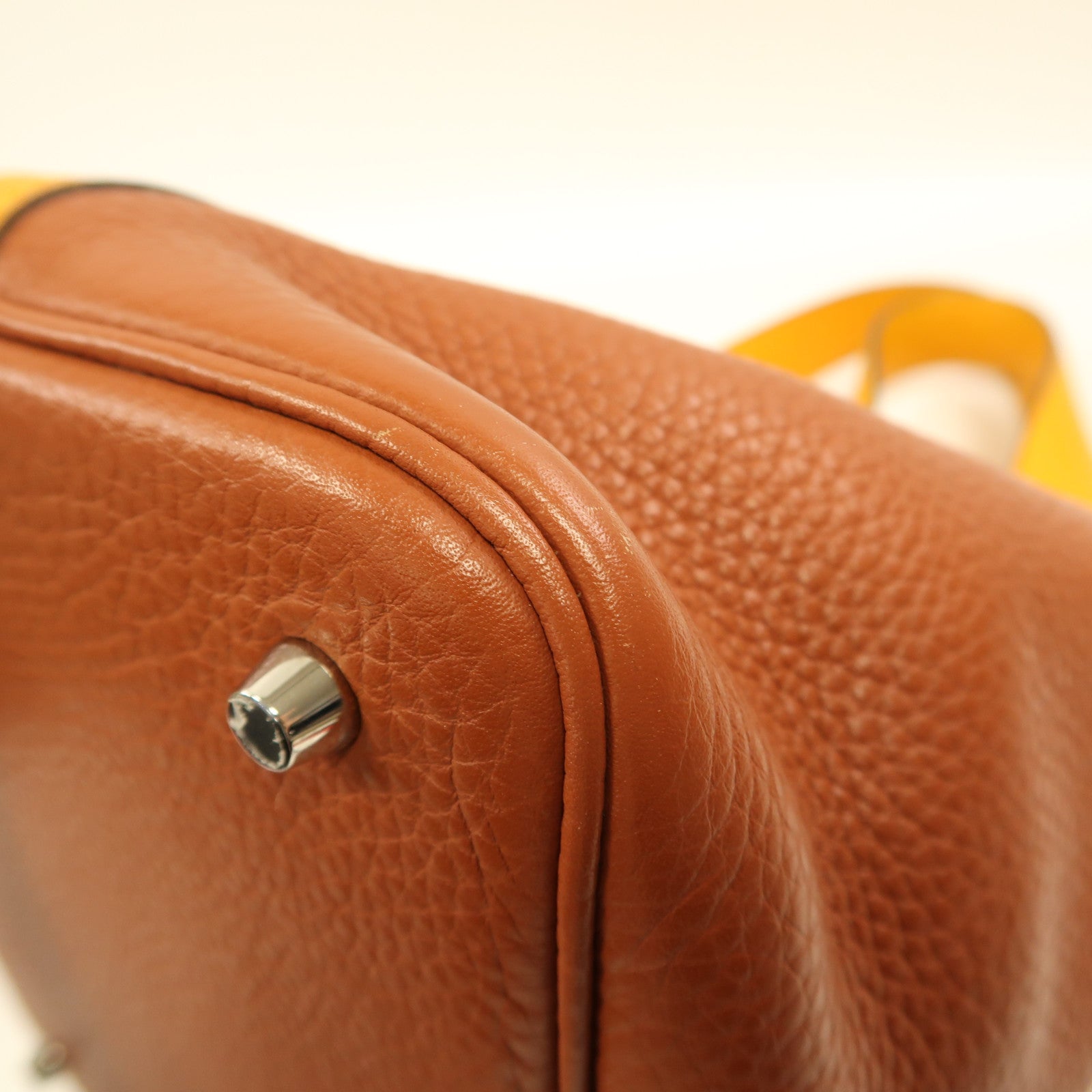 HERMES PHW Picotin MM Handbag Clemence Leather Cuivre/Jaune D'or