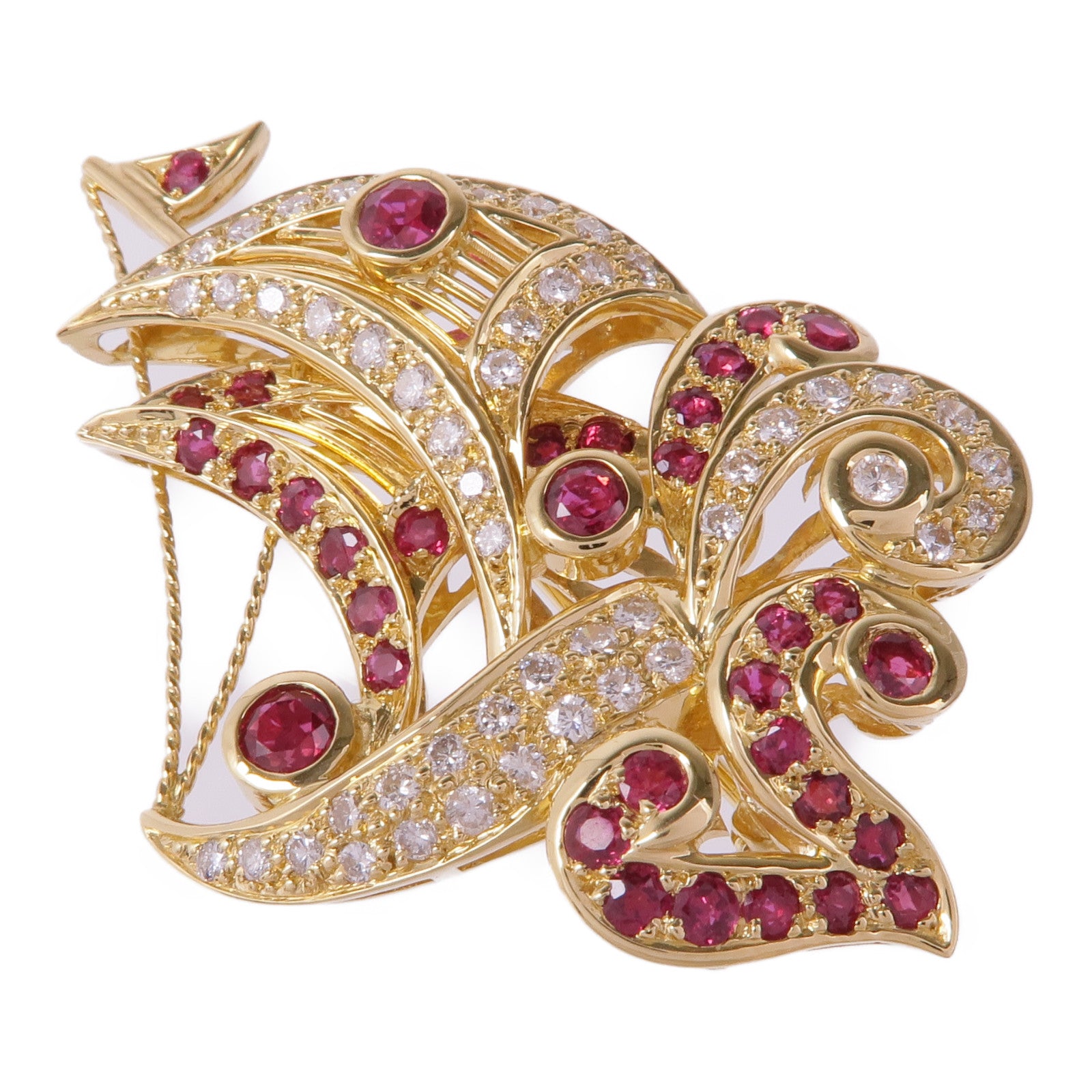 JEWELRY 18K黃金Ruby Diamond Brooch紅寶石/鑽石胸針