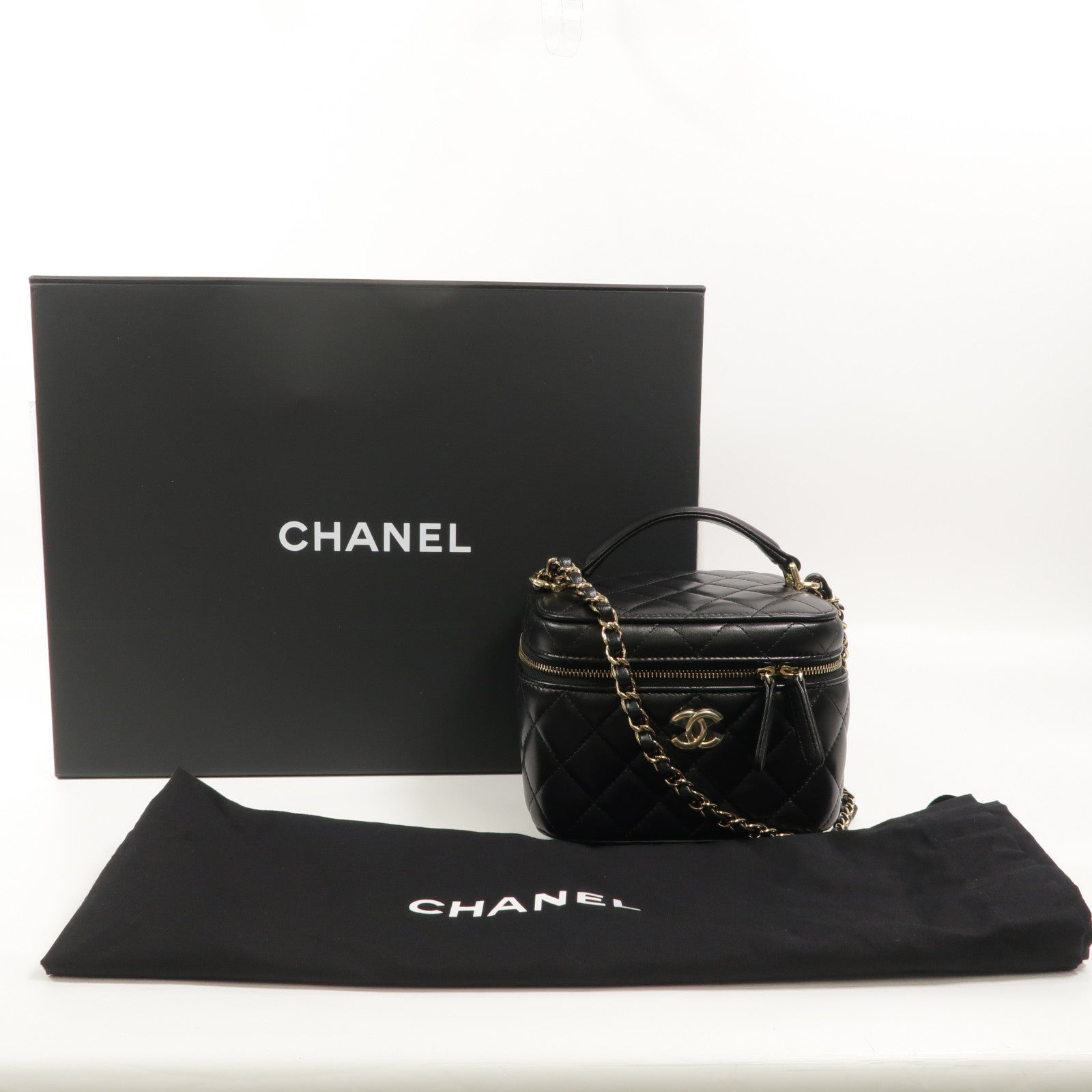 CHANEL 羊皮皮革Vanity Case With Top Handle鏈帶手挽肩背兩用袋