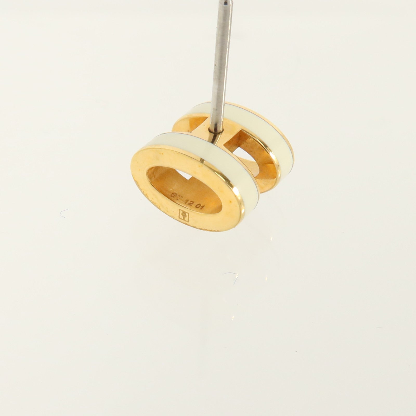 HERMES 金屬/琺瑯Mini Pop H Earrings耳環Gold/Blanc