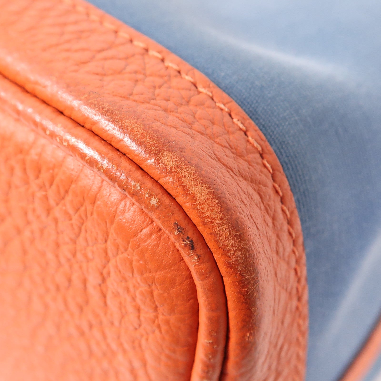 HERMES 【激減優惠】帆布Garden Party TPM銀扣手挽袋Bleu Outremer/Capucine