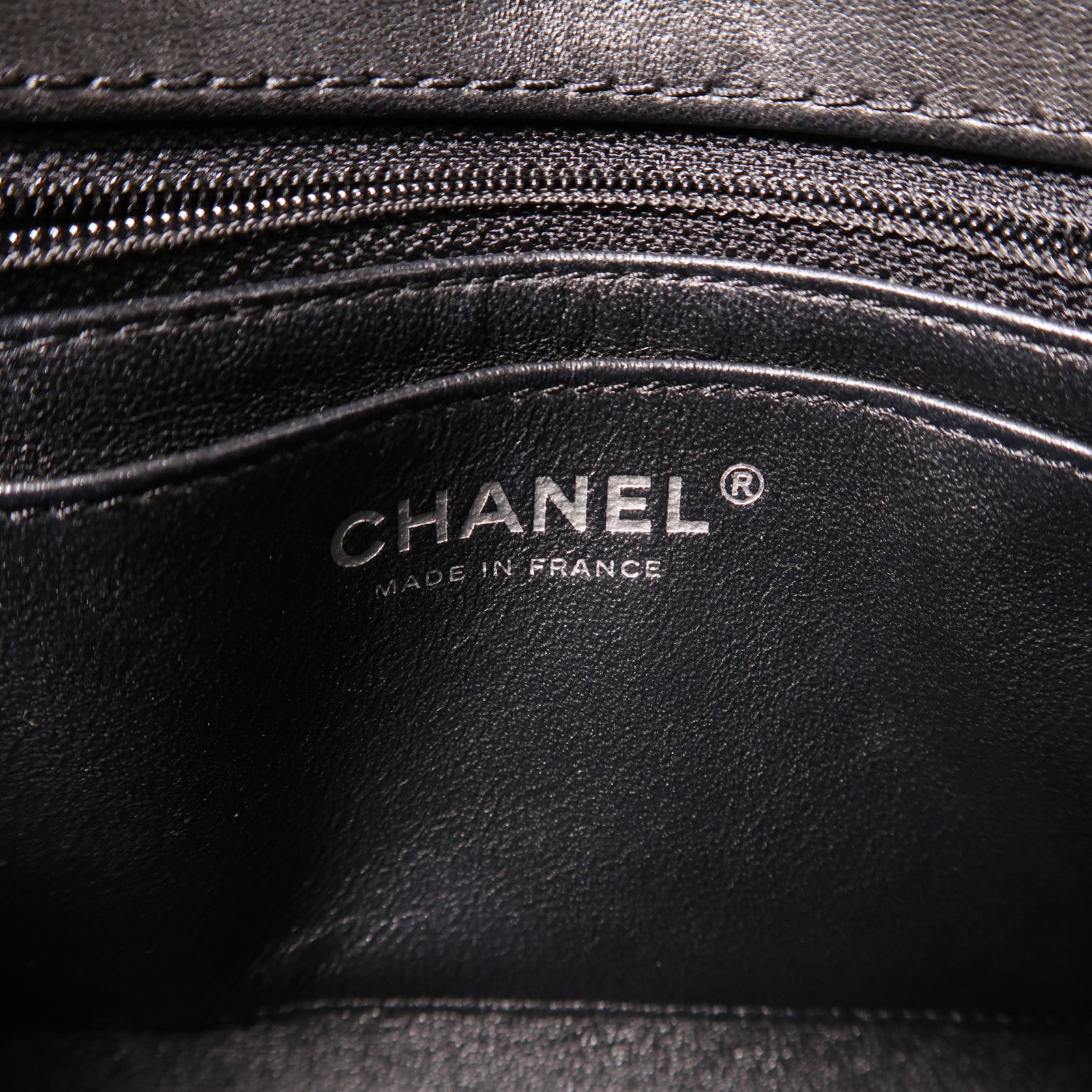 CHANEL 菱格羊皮皮革Chain Shoulder銀扣鏈帶肩背袋黑色