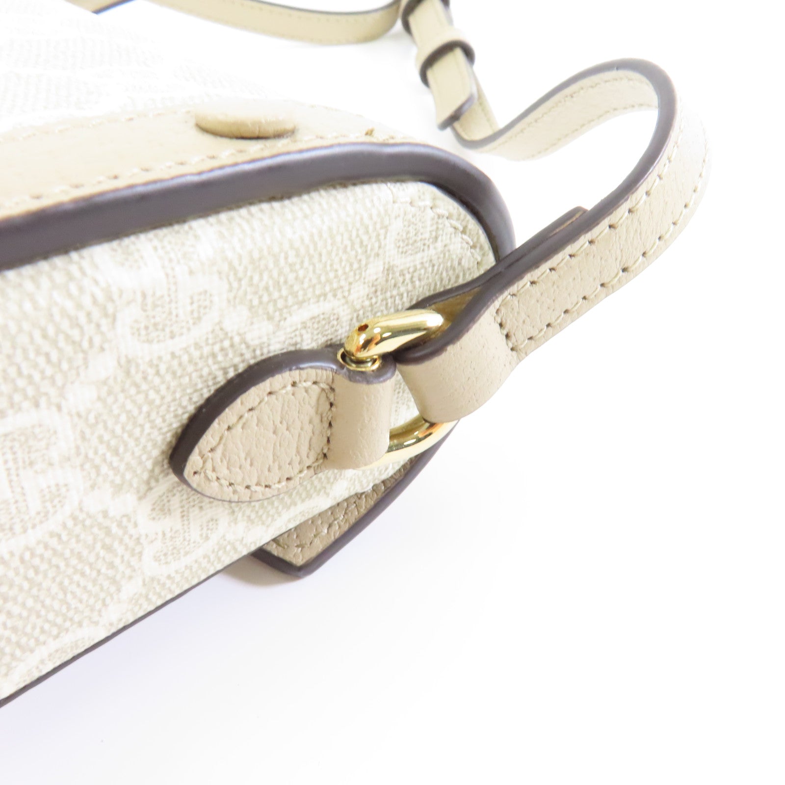 GUCCI 塗層帆布Shoulder Bag金扣肩背袋米色