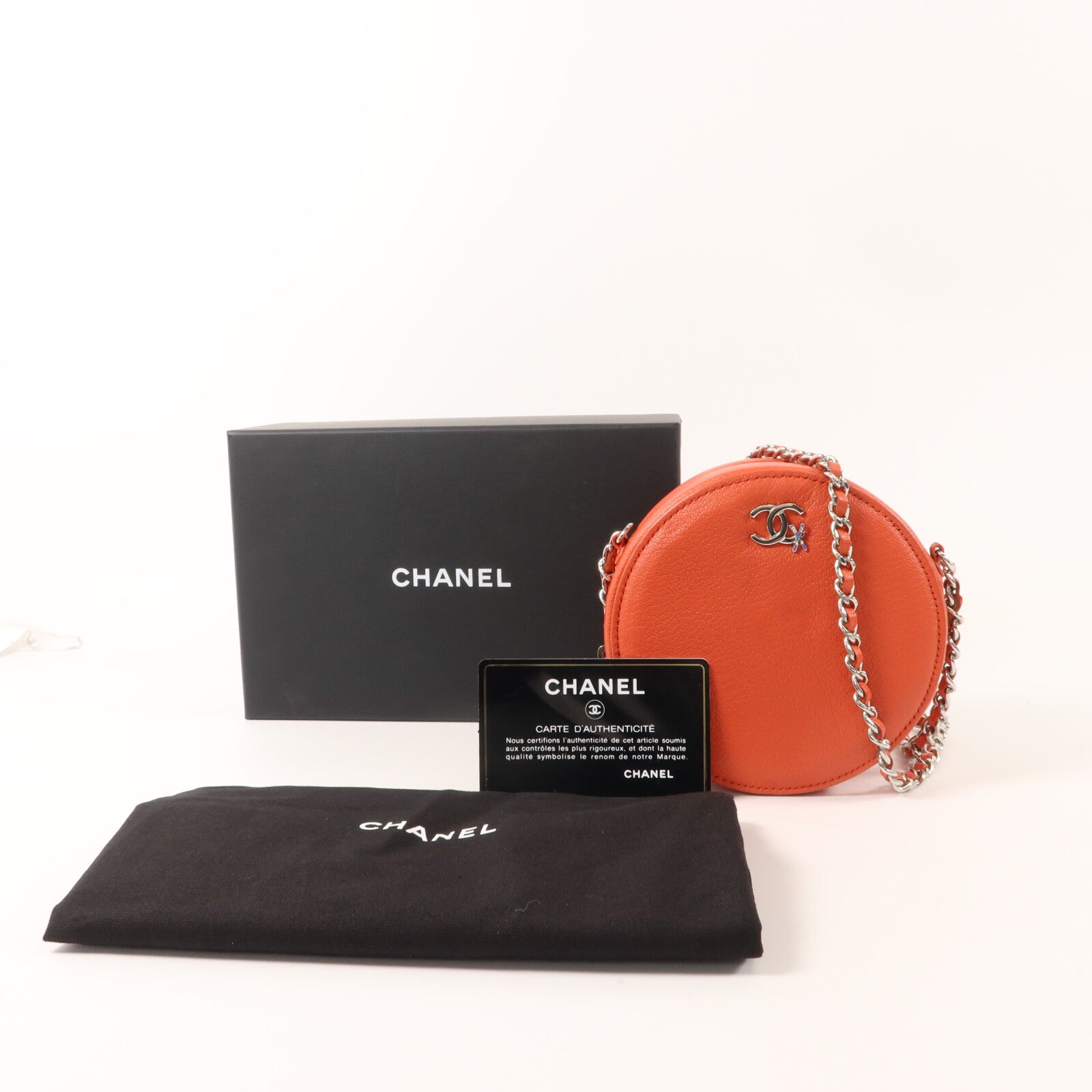 CHANEL 牛皮皮革Round Bag With Chain鏈帶肩背袋