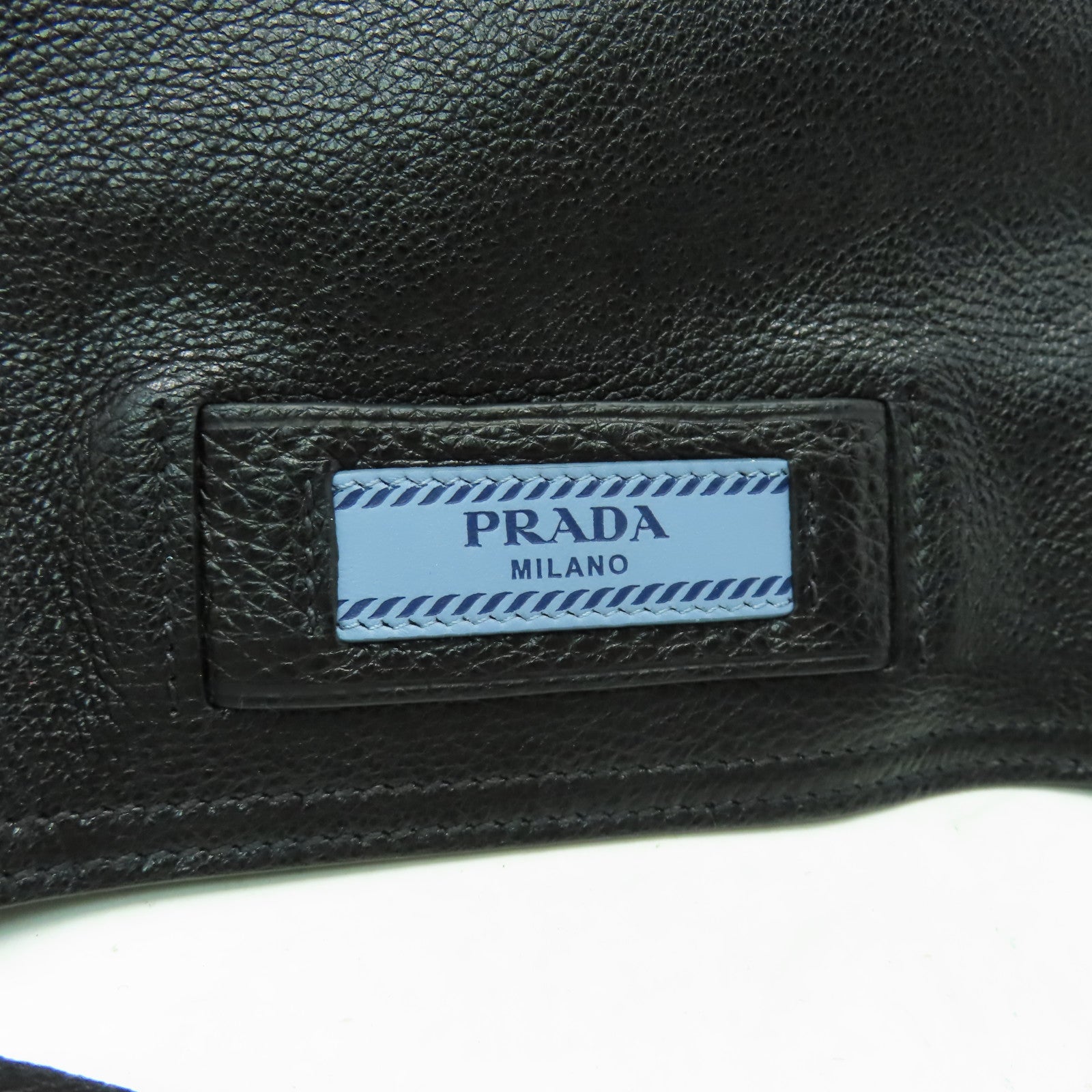 PRADA 牛皮皮革Shoulder Bag銀扣手挽肩背兩用袋黑色