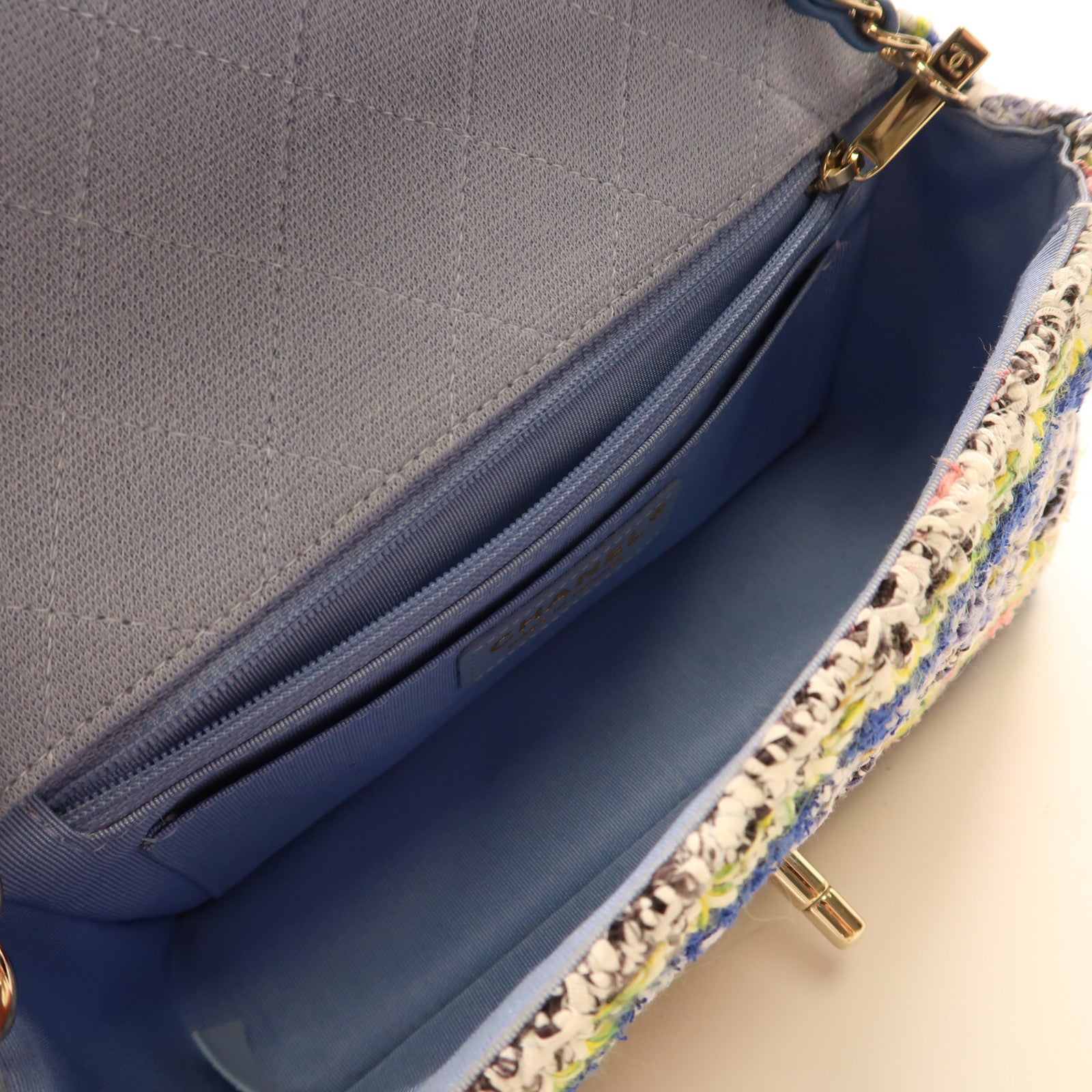 CHANEL 斜紋軟呢Classic Flap 20cm金扣鏈帶肩背袋