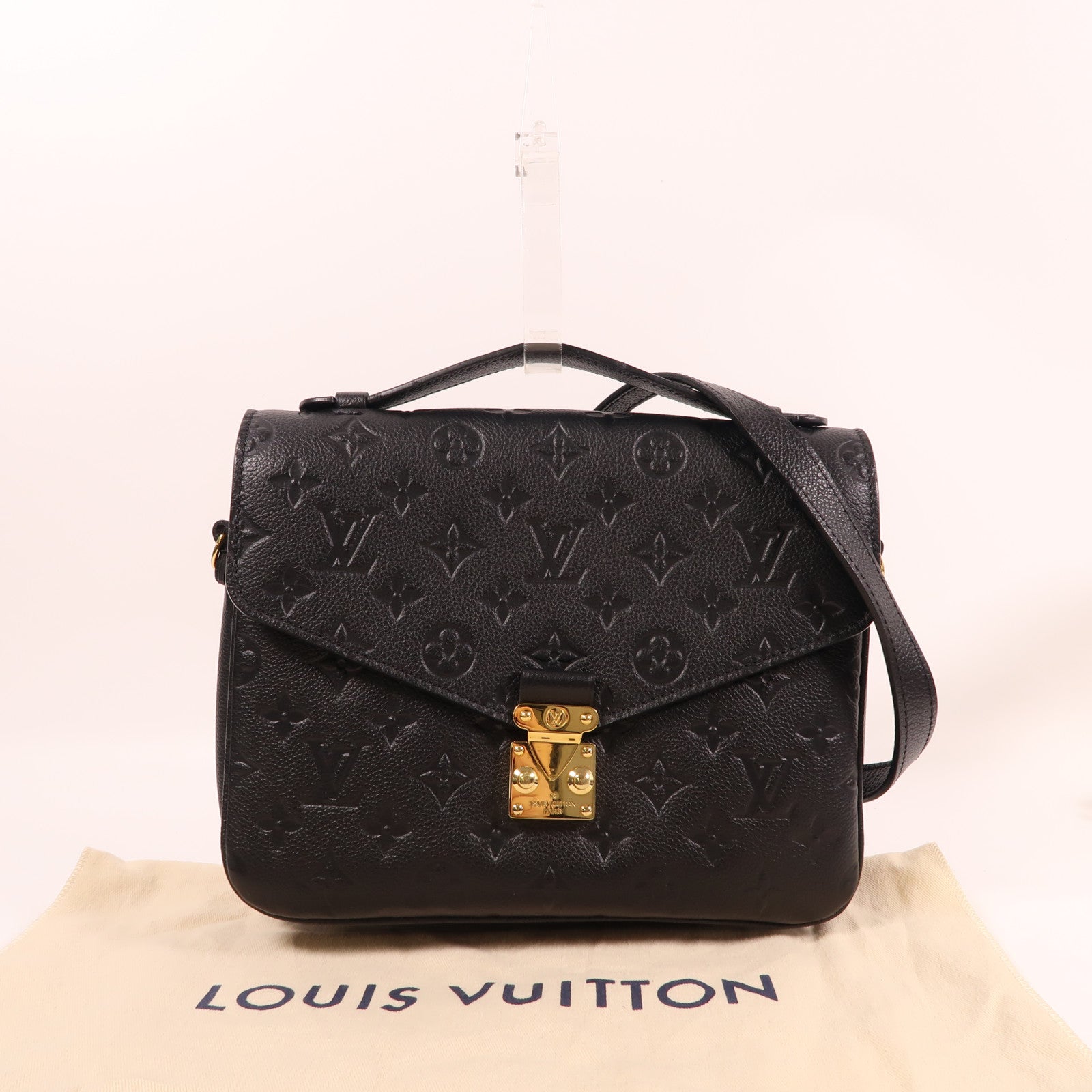 LOUIS VUITTON Monogram Empreinte Pochette Metis金扣手挽肩背两用袋黑色