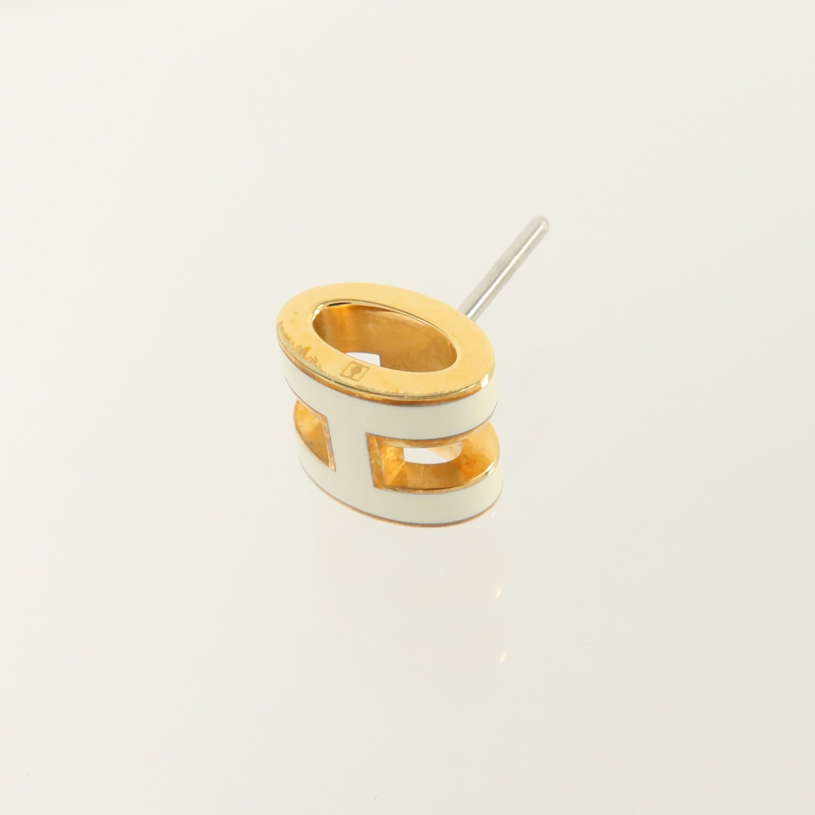 HERMES 金屬/琺瑯Mini Pop H Earrings耳環Gold/Blanc