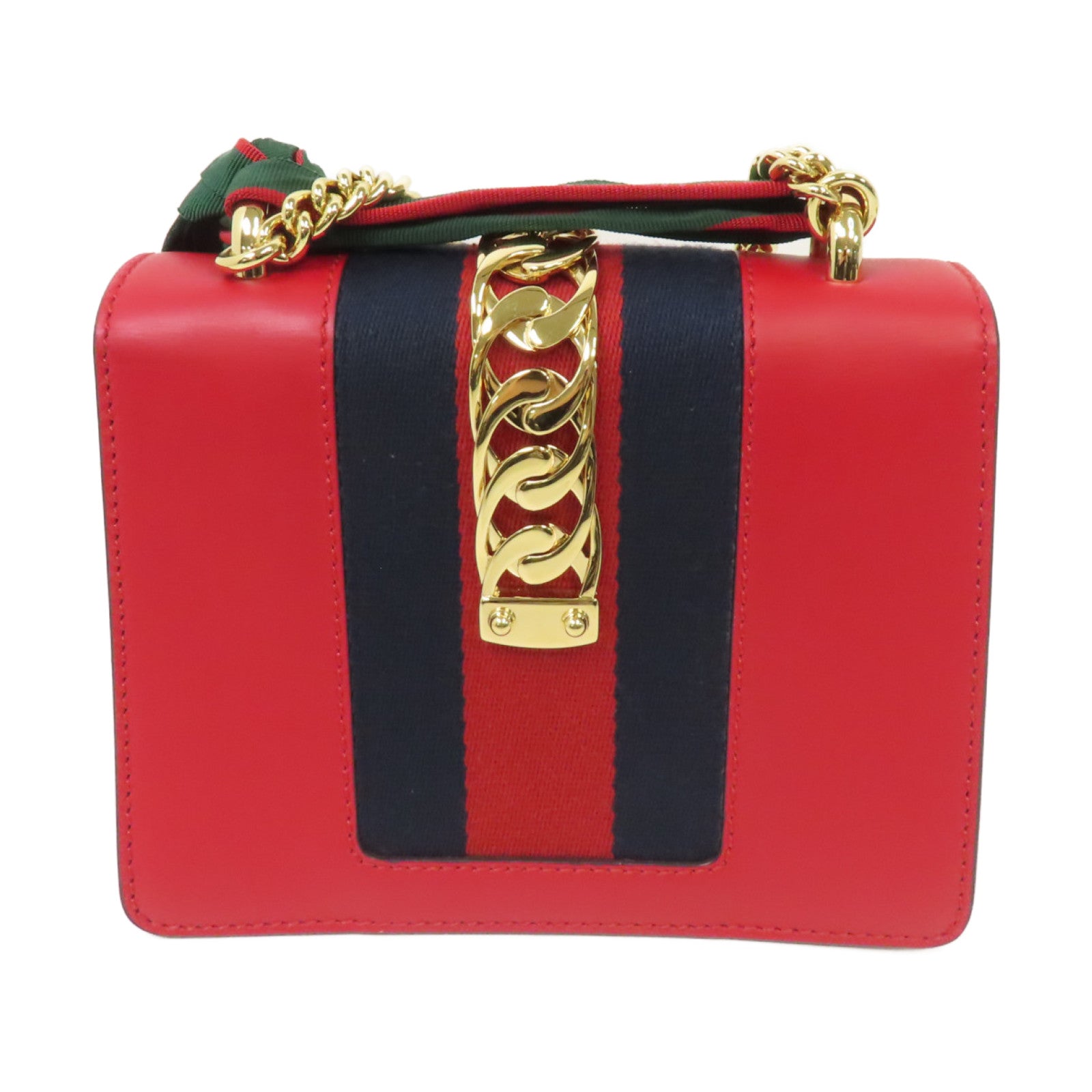 GUCCI 【激減優惠】牛皮皮革Sylvie金扣肩背袋紅色
