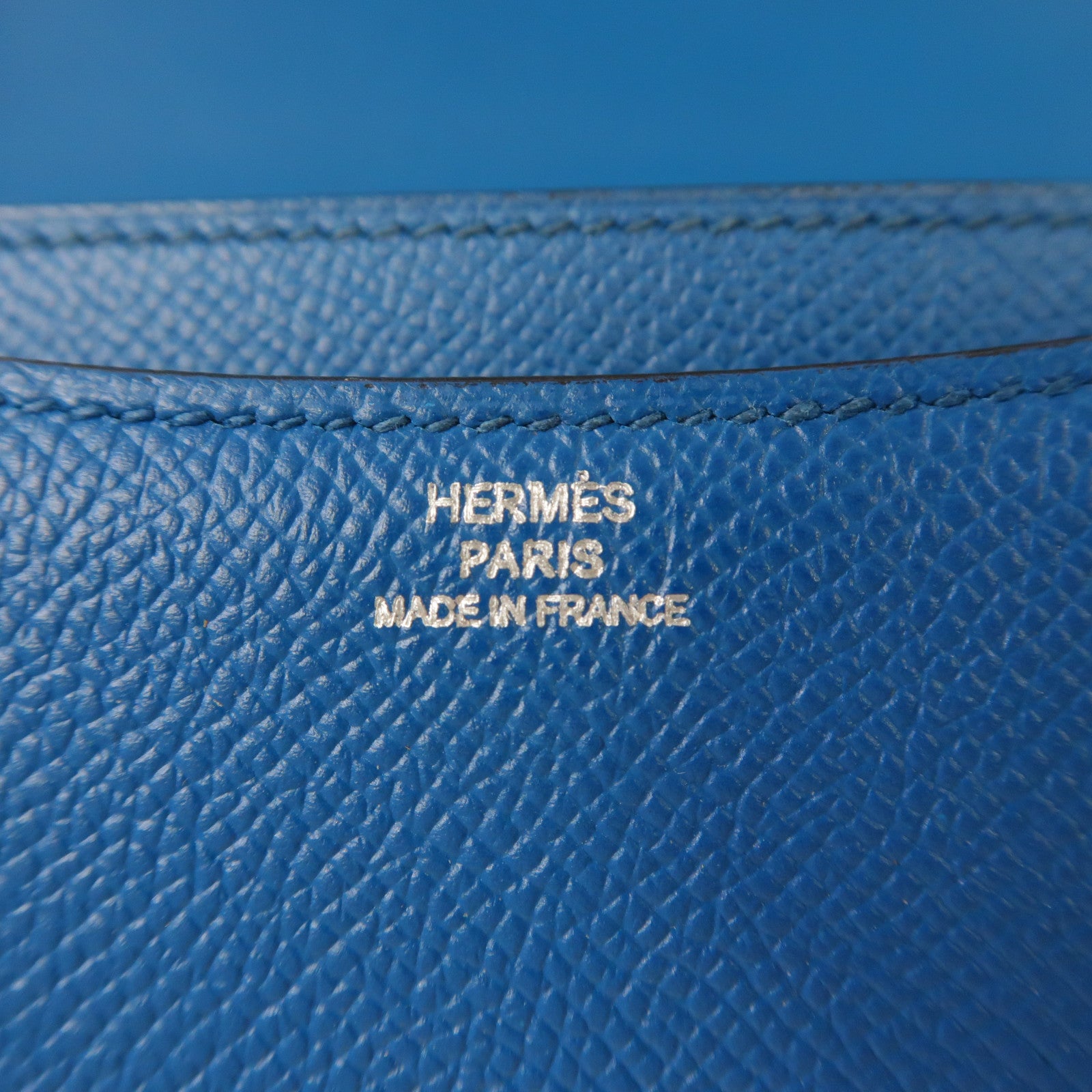HERMES 【激減優惠】Epsom皮革Constance Mini銀扣肩背袋伊茲密爾藍色
