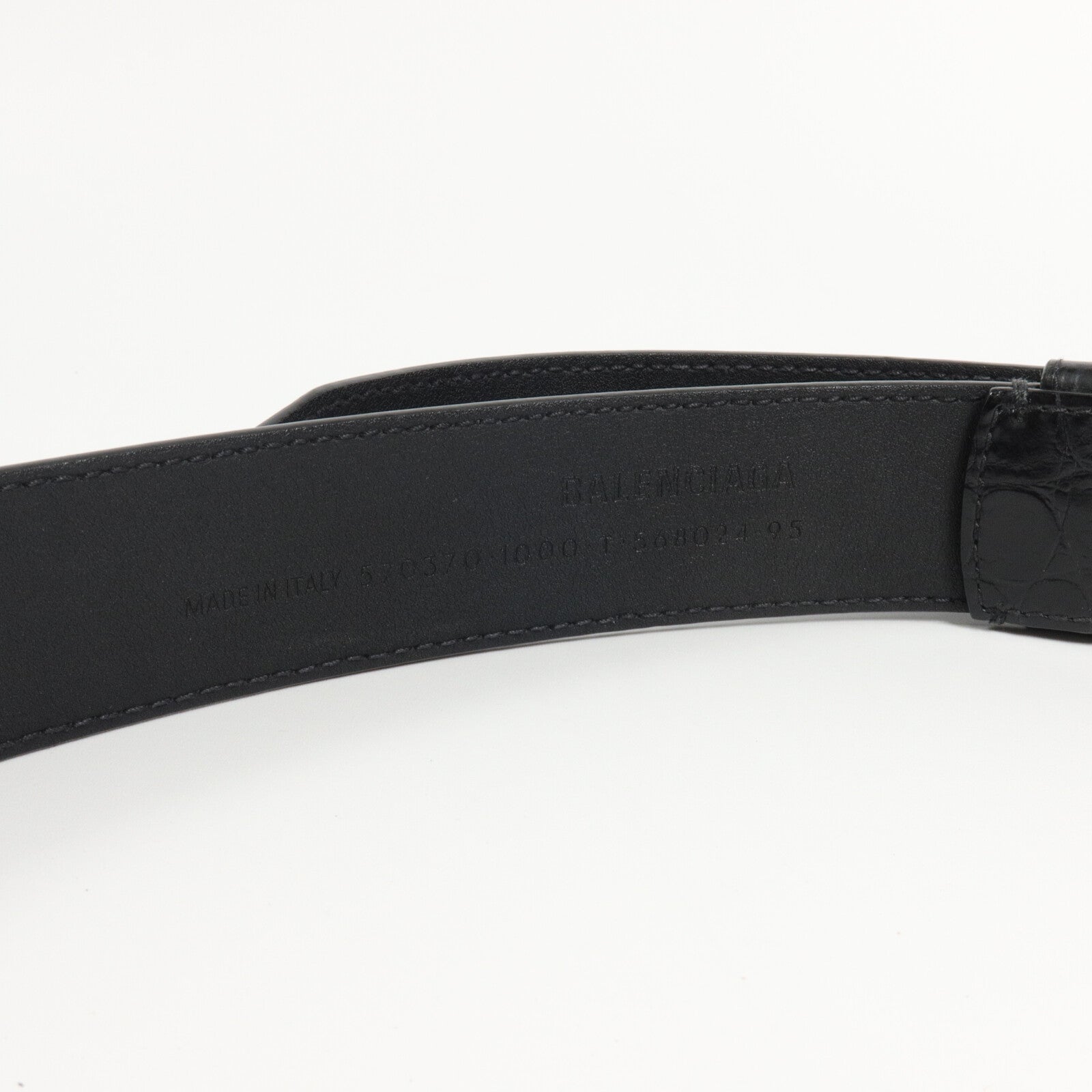 BALENCIAGA 壓花皮革BB Large Belt In Black皮帶