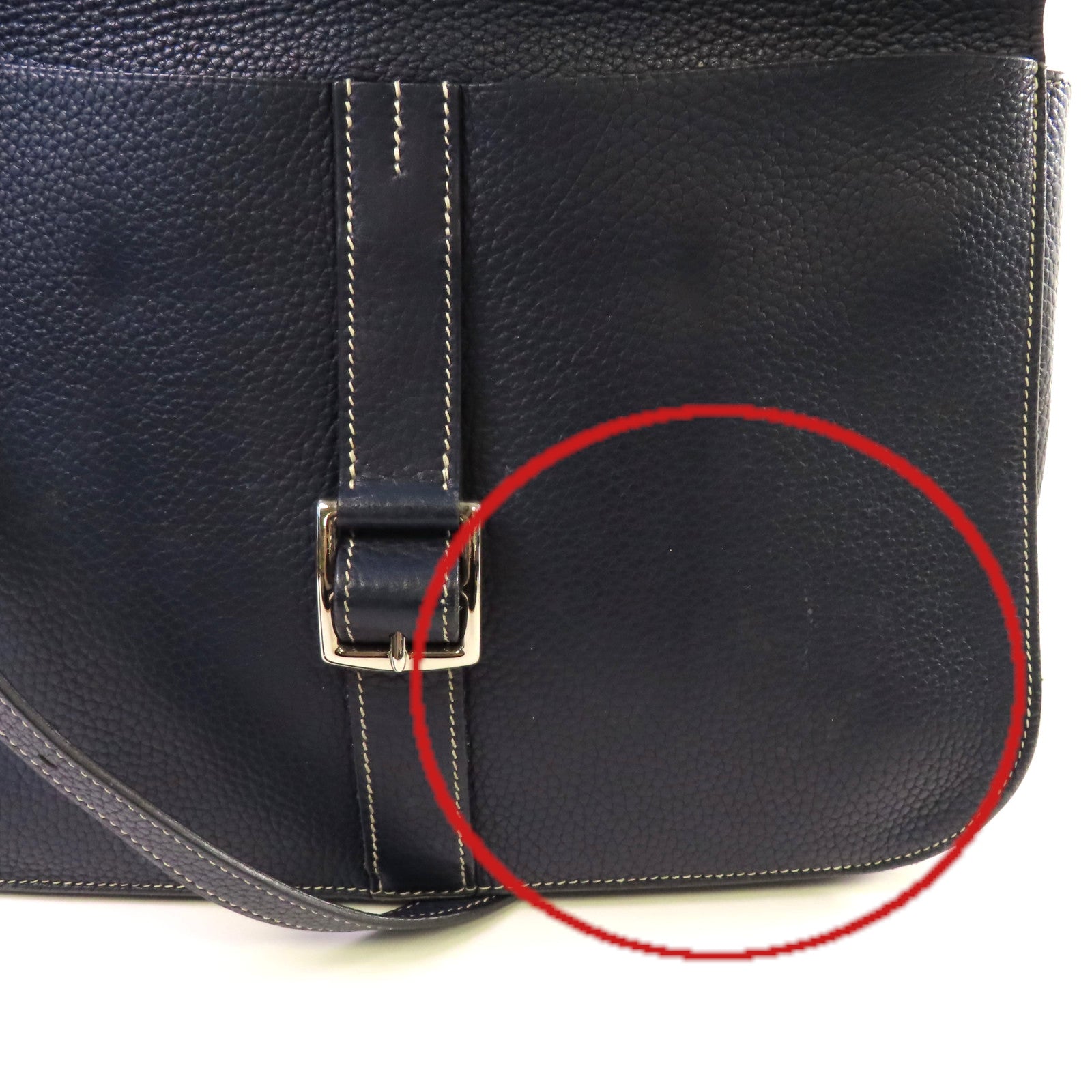 HERMES 【激減優惠】Clemence皮革Halzan 31 2Way Shoulder Bag銀扣手挽肩背兩用袋Bleu Saphir寶石藍色