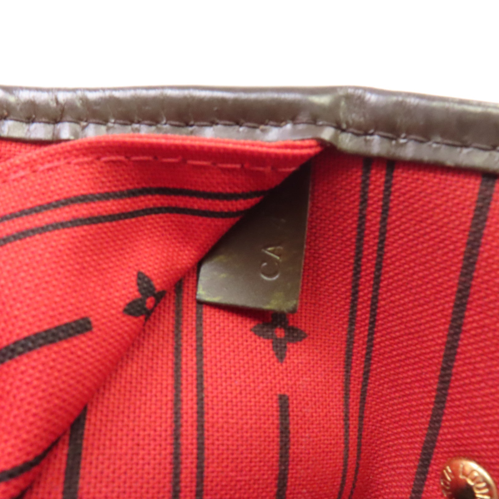 LOUIS VUITTON Damier Neverfull MM金扣手挽袋啡色