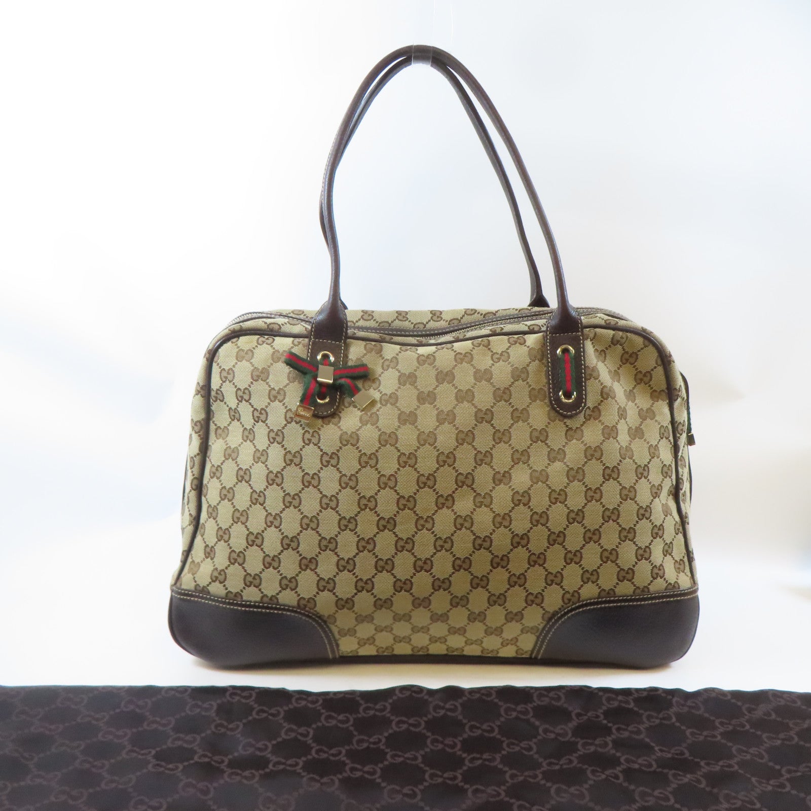 GUCCI 帆布Shoulder Bag金扣肩背袋啡色