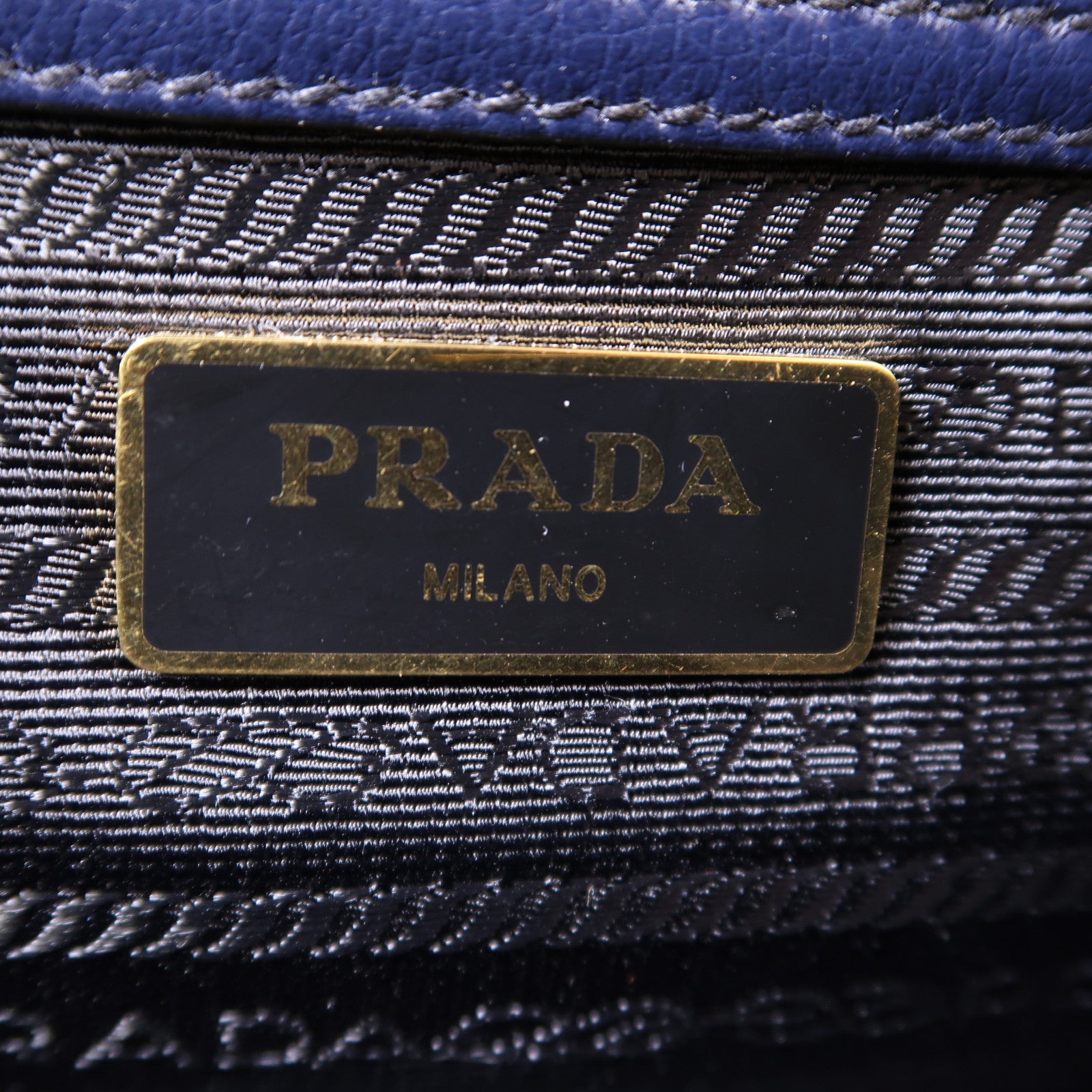 PRADA 牛皮皮革Shoulder Bag金扣肩背袋藍色