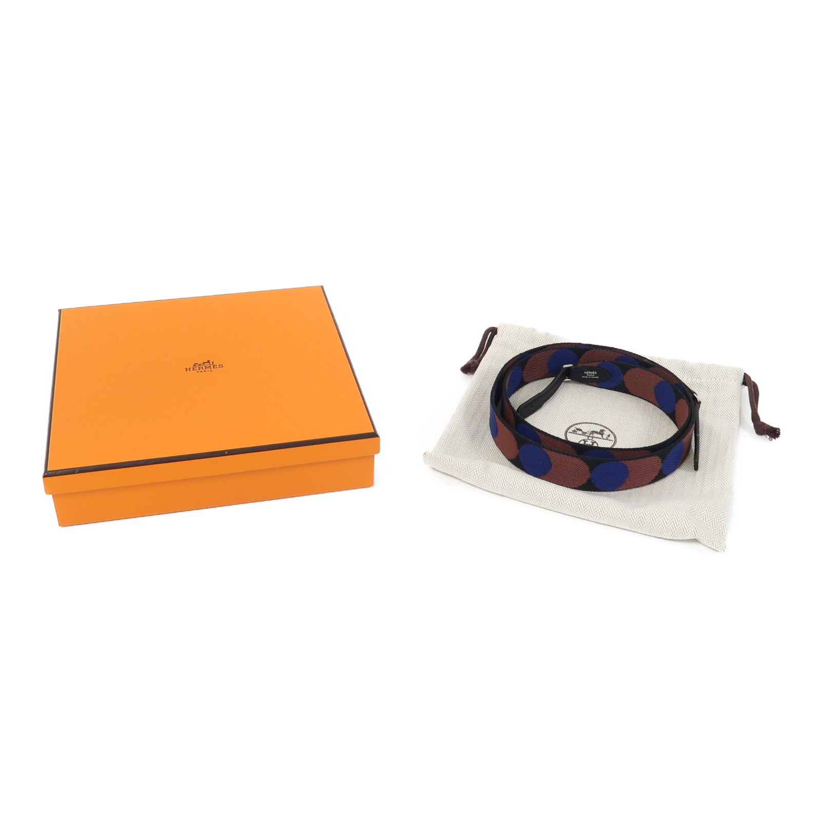 HERMES 帆布Shoulder Strap銀扣肩背帶黑色/藍色/啡色