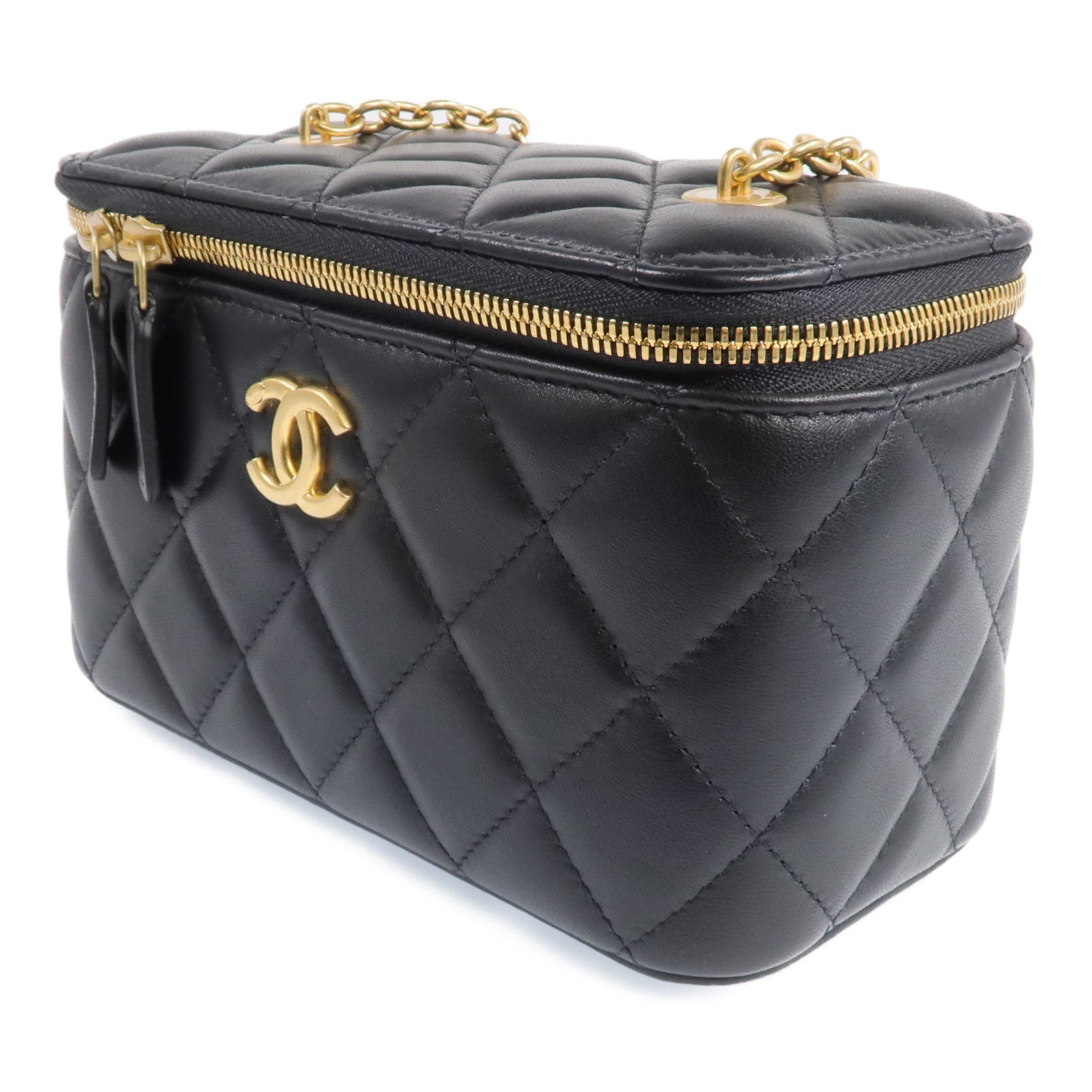 CHANEL 【激減優惠】羊皮皮革Vanity Case金扣鏈帶肩背袋