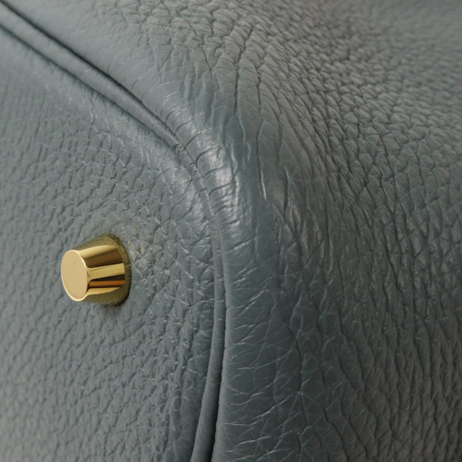 HERMES Clemence皮革Picotin MM扣手挽袋Bleu Orage