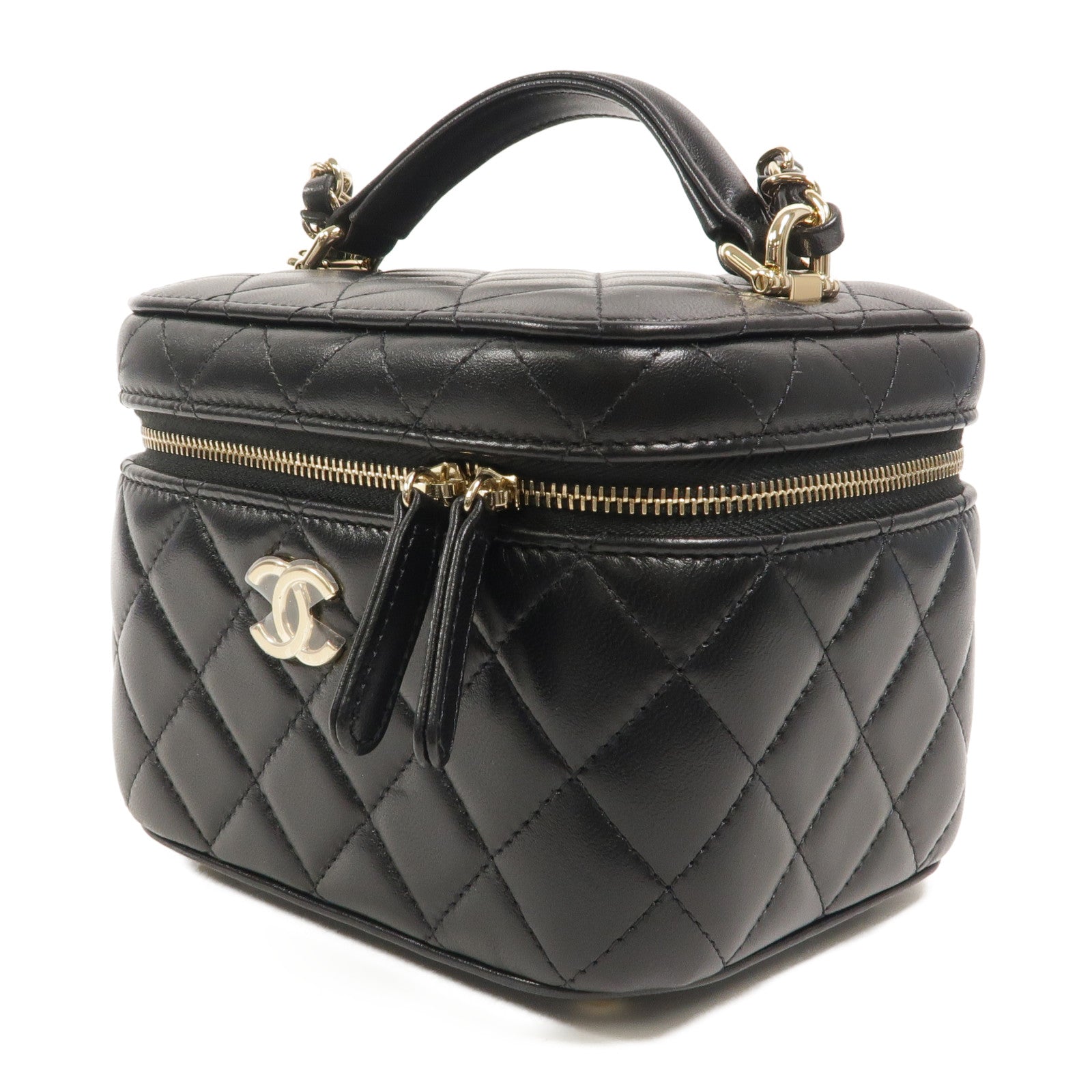 CHANEL 羊皮皮革Vanity Case With Top Handle鏈帶手挽肩背兩用袋