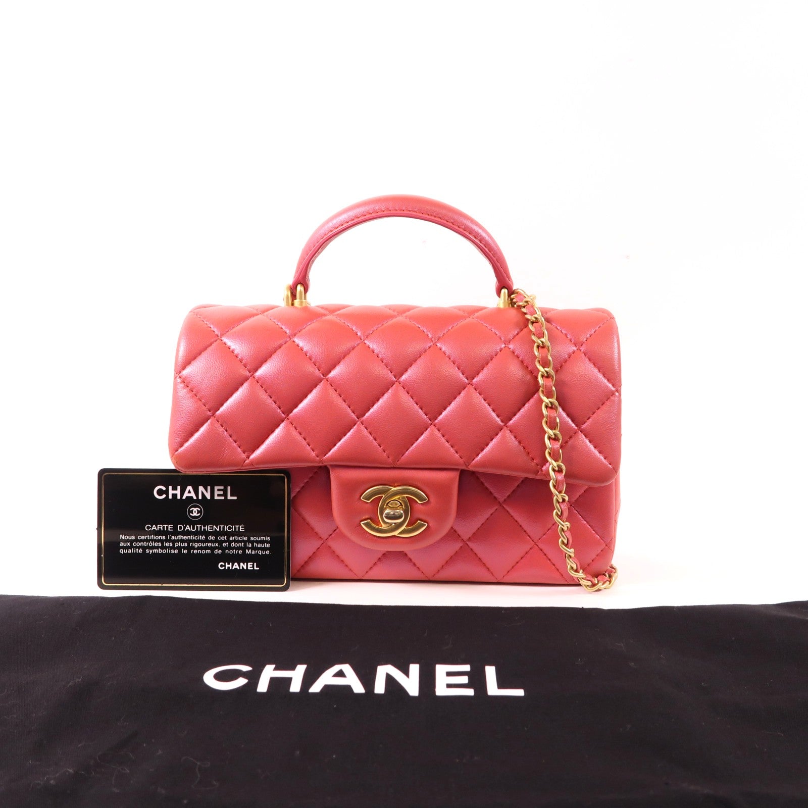 CHANEL 羊皮皮革Mini Flap Bag金扣手挽肩背兩用袋