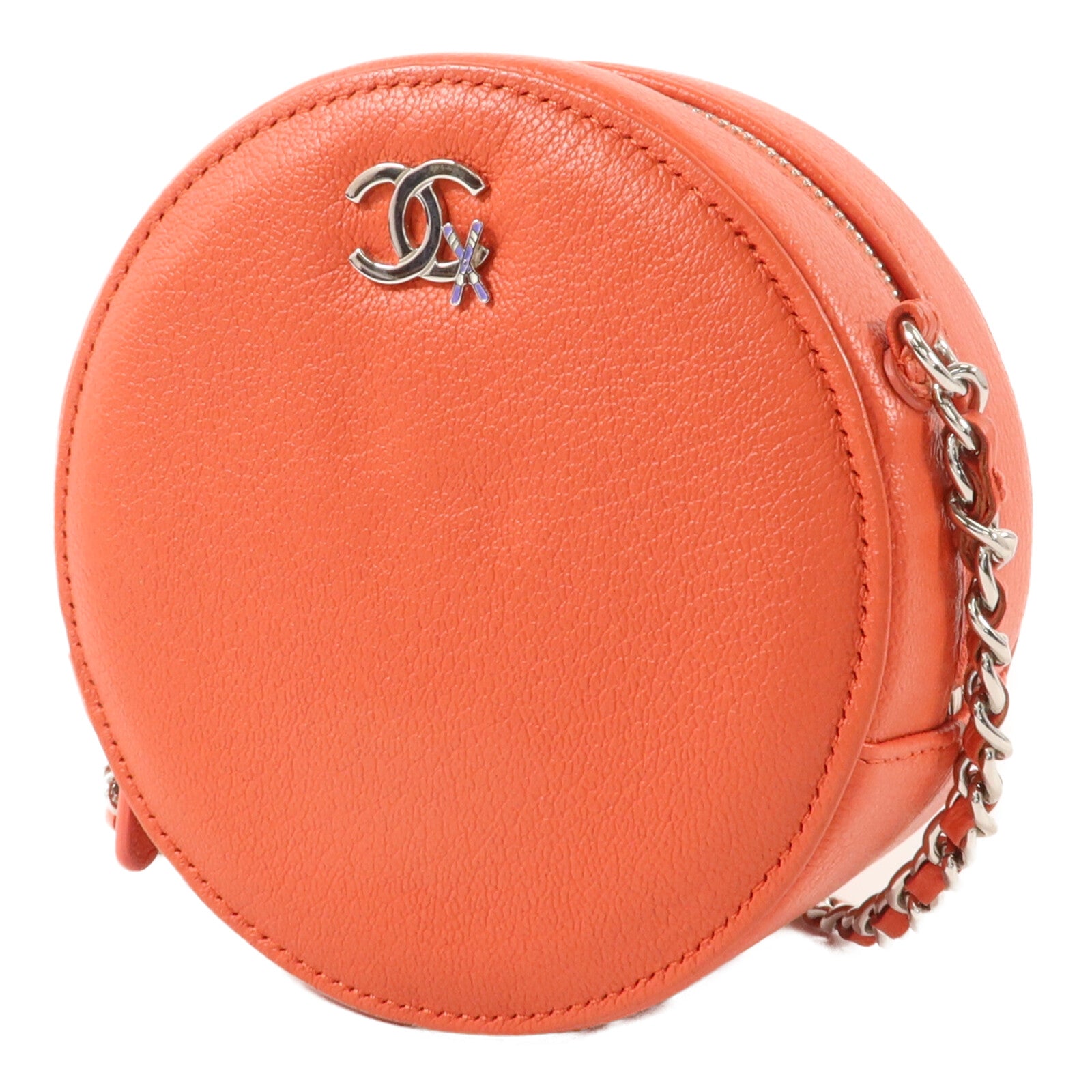 CHANEL 牛皮皮革Round Bag With Chain鏈帶肩背袋