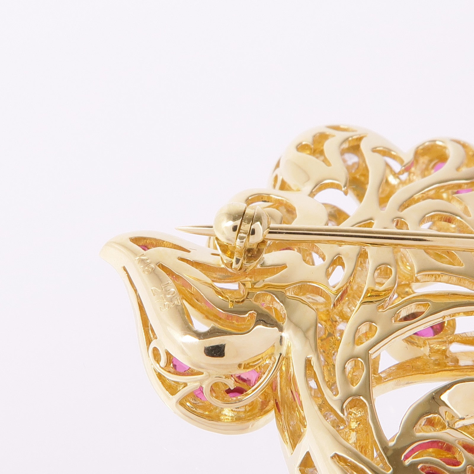 JEWELRY 18K黃金Ruby Diamond Brooch紅寶石/鑽石胸針