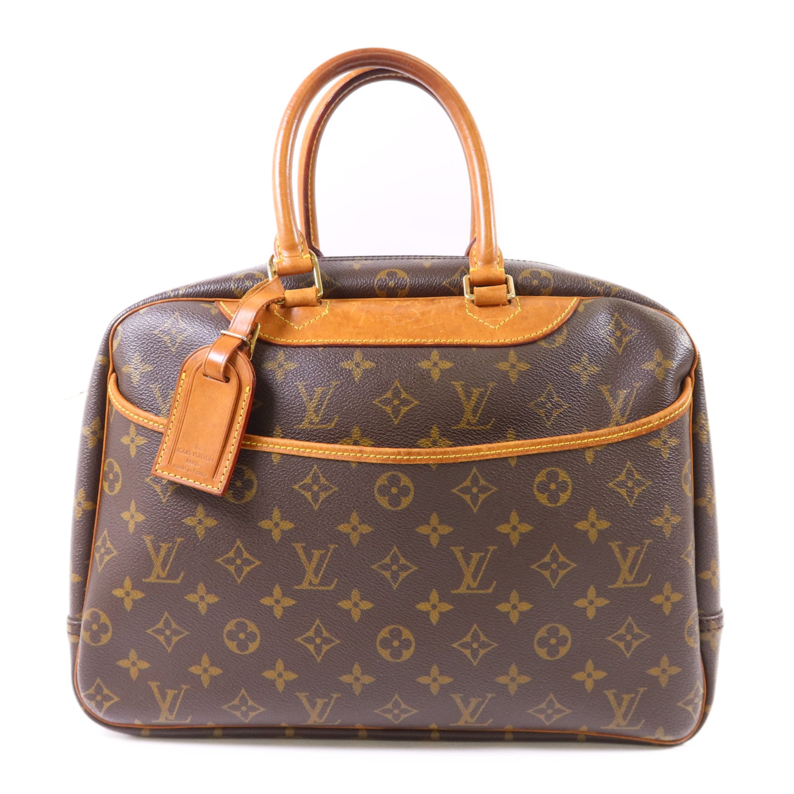 LOUIS VUITTON Monogram Deauville金扣手挽袋棕色