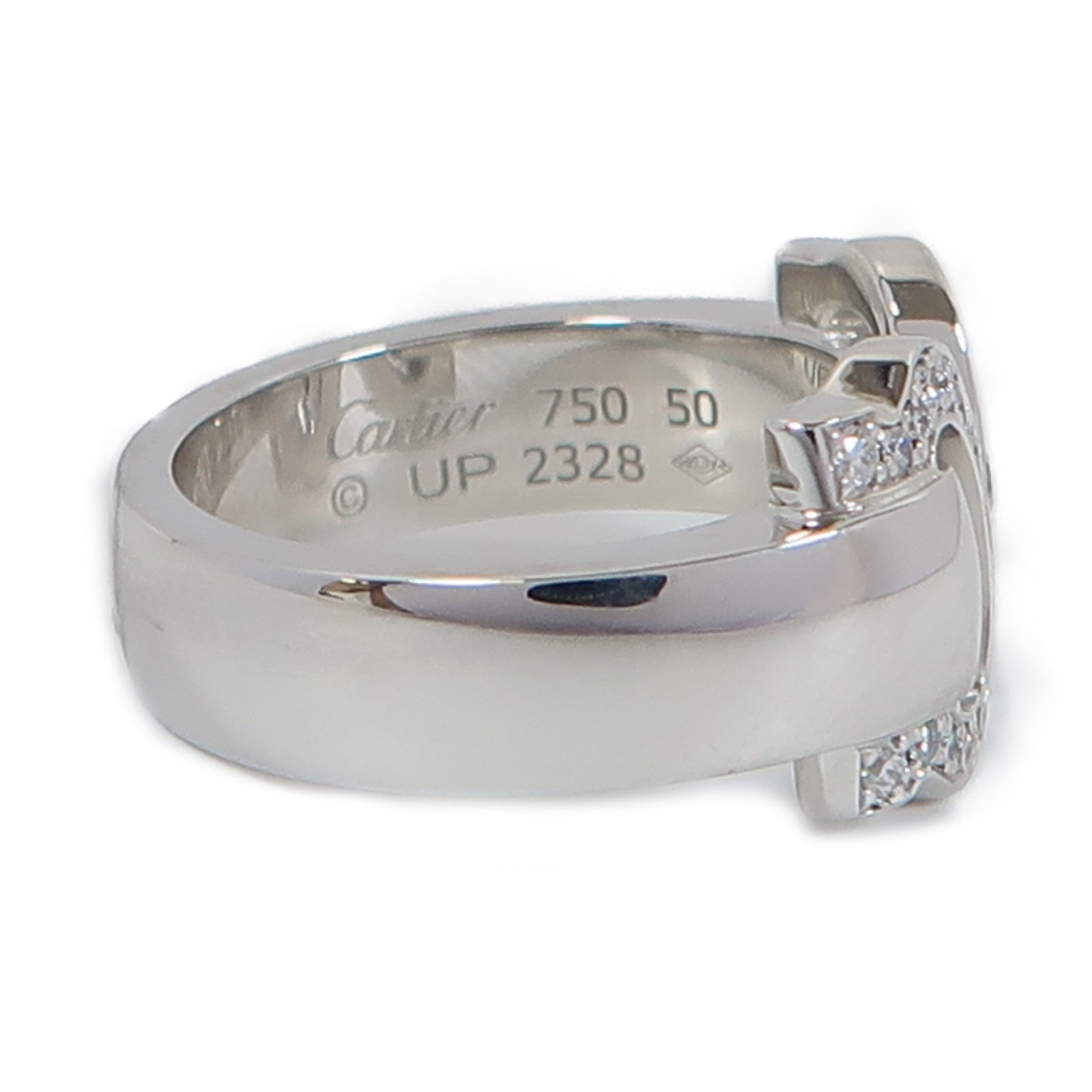 CARTIER 18K白金2C Boucle Ring戒指US#5.25/Cartier#50