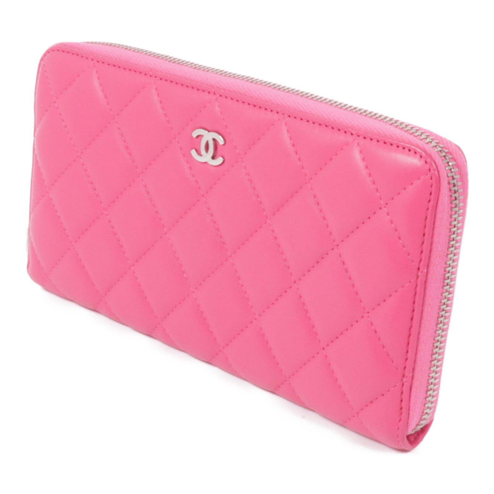 CHANEL 皮革Long Wallet銀扣長錢包