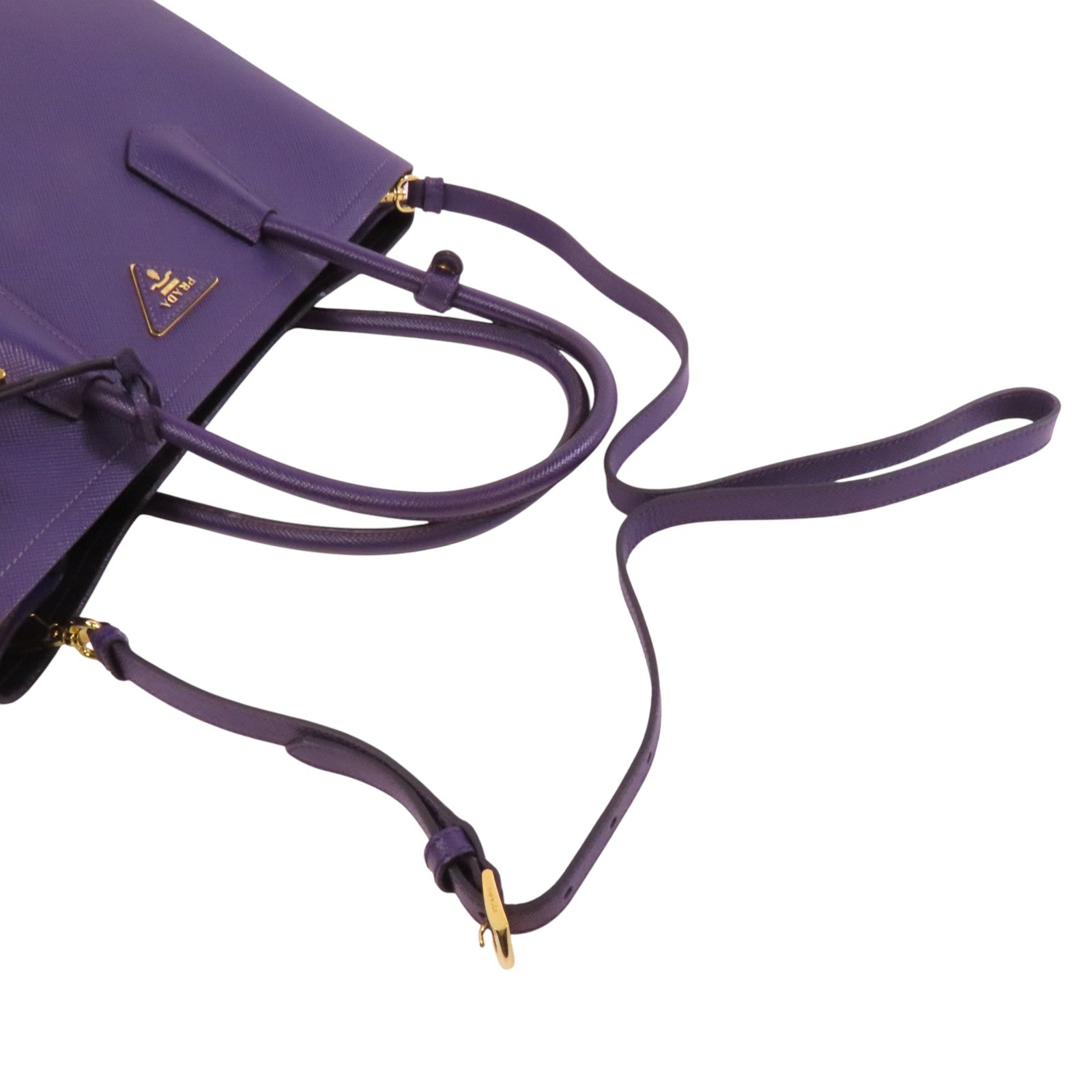 PRADA Saffiano皮革Double金扣手挽肩背兩用袋