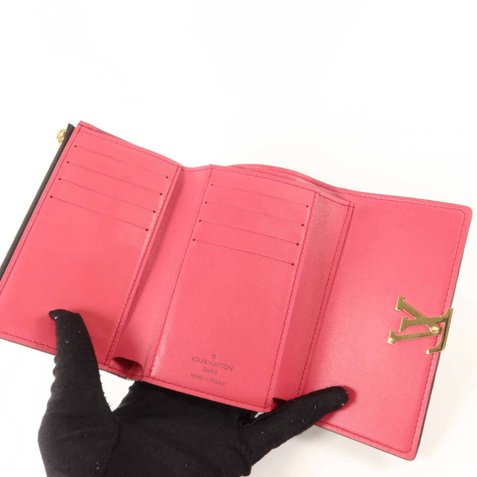 LOUIS VUITTON 牛皮皮革Capucines Wallet金扣錢包