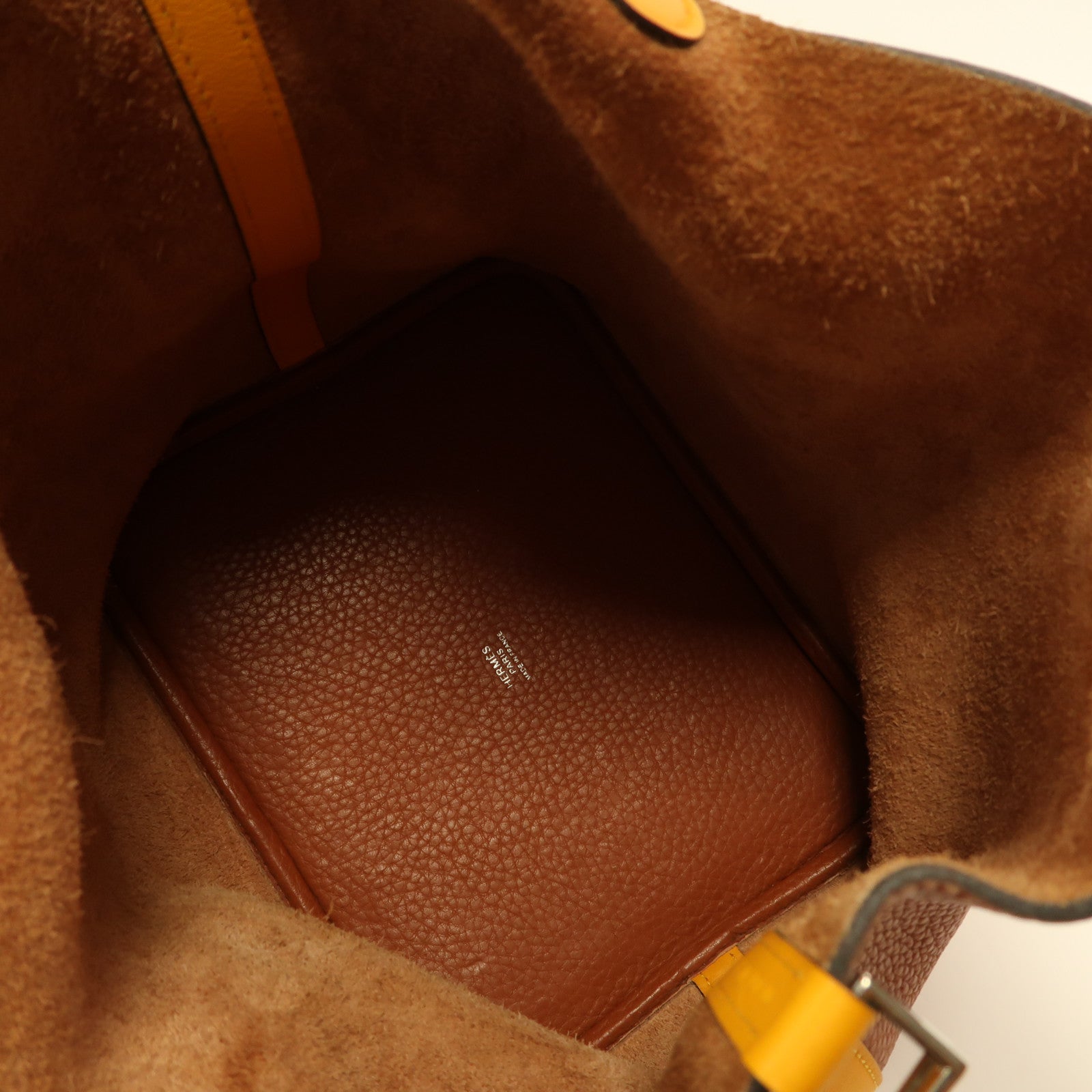 HERMES PHW Picotin MM Handbag Clemence Leather Cuivre/Jaune D'or