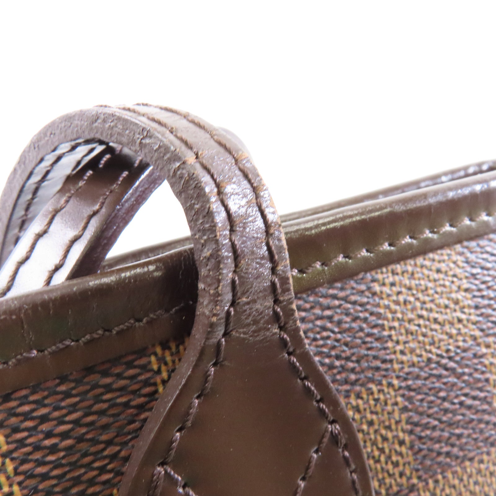 LOUIS VUITTON Damier Neverfull MM金扣手挽袋啡色