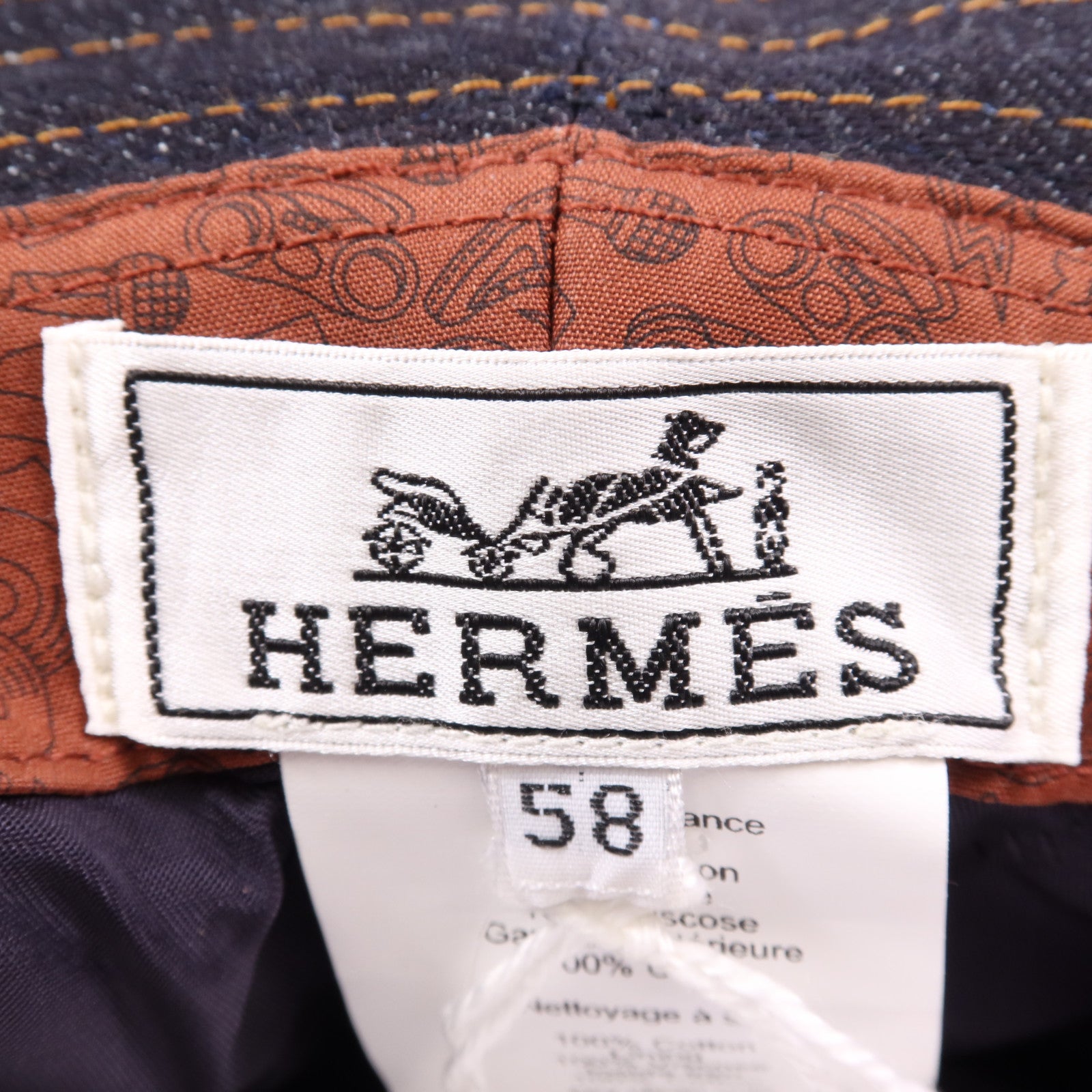 HERMES 牛仔布Homme Fred Hat帽子