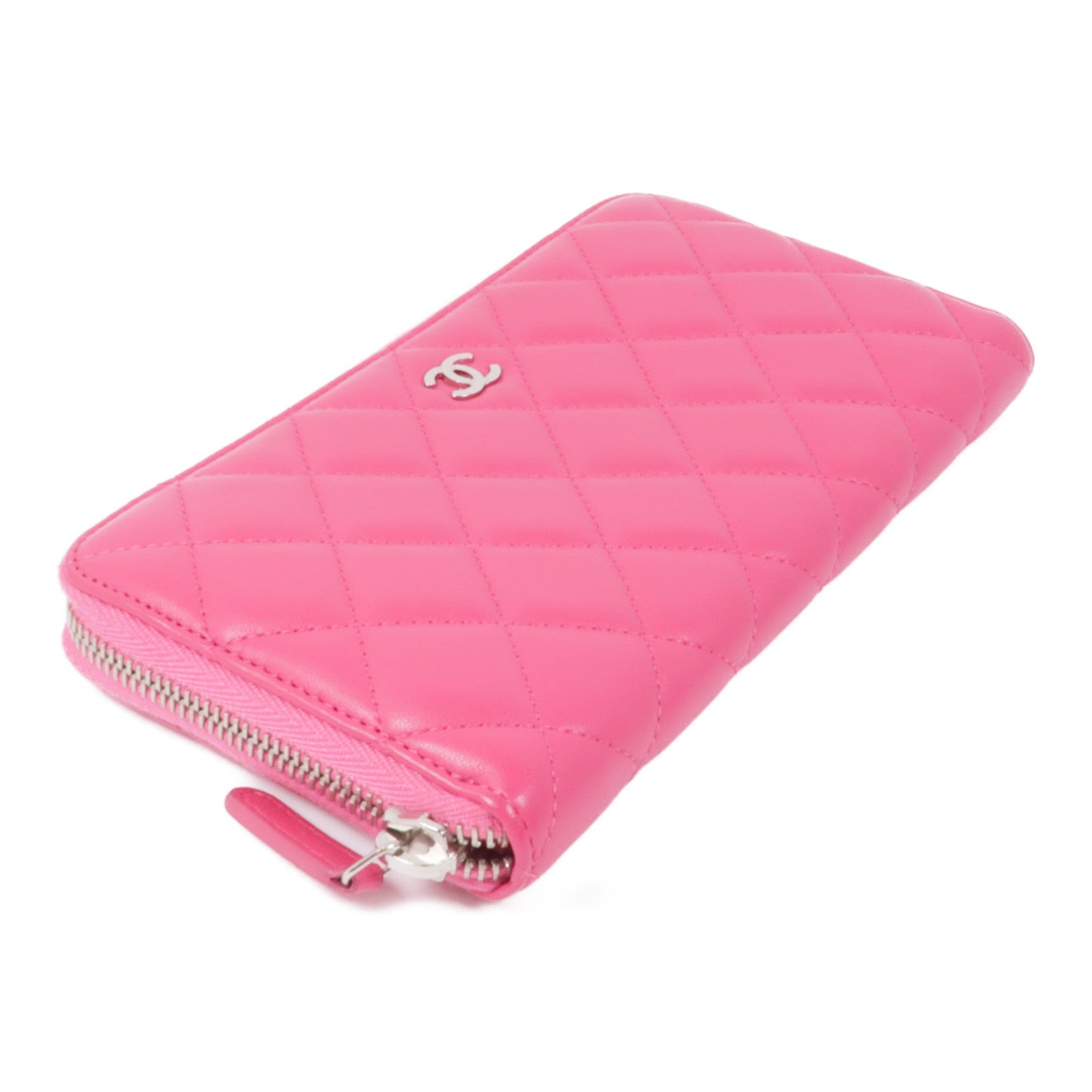 CHANEL 皮革Long Wallet銀扣長錢包