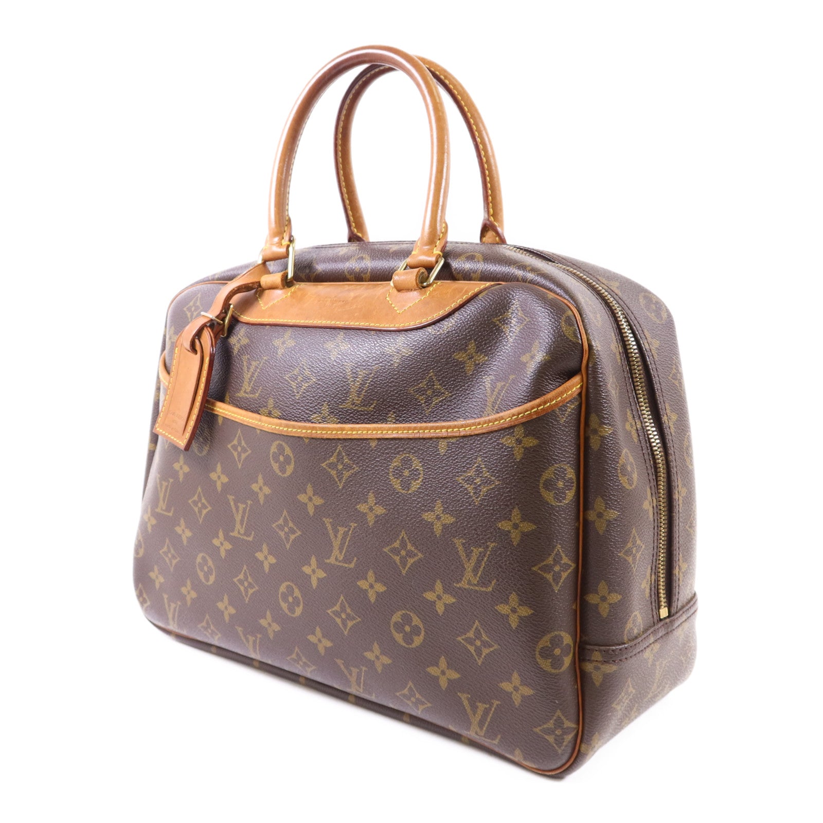 LOUIS VUITTON Monogram Deauville金扣手挽袋棕色