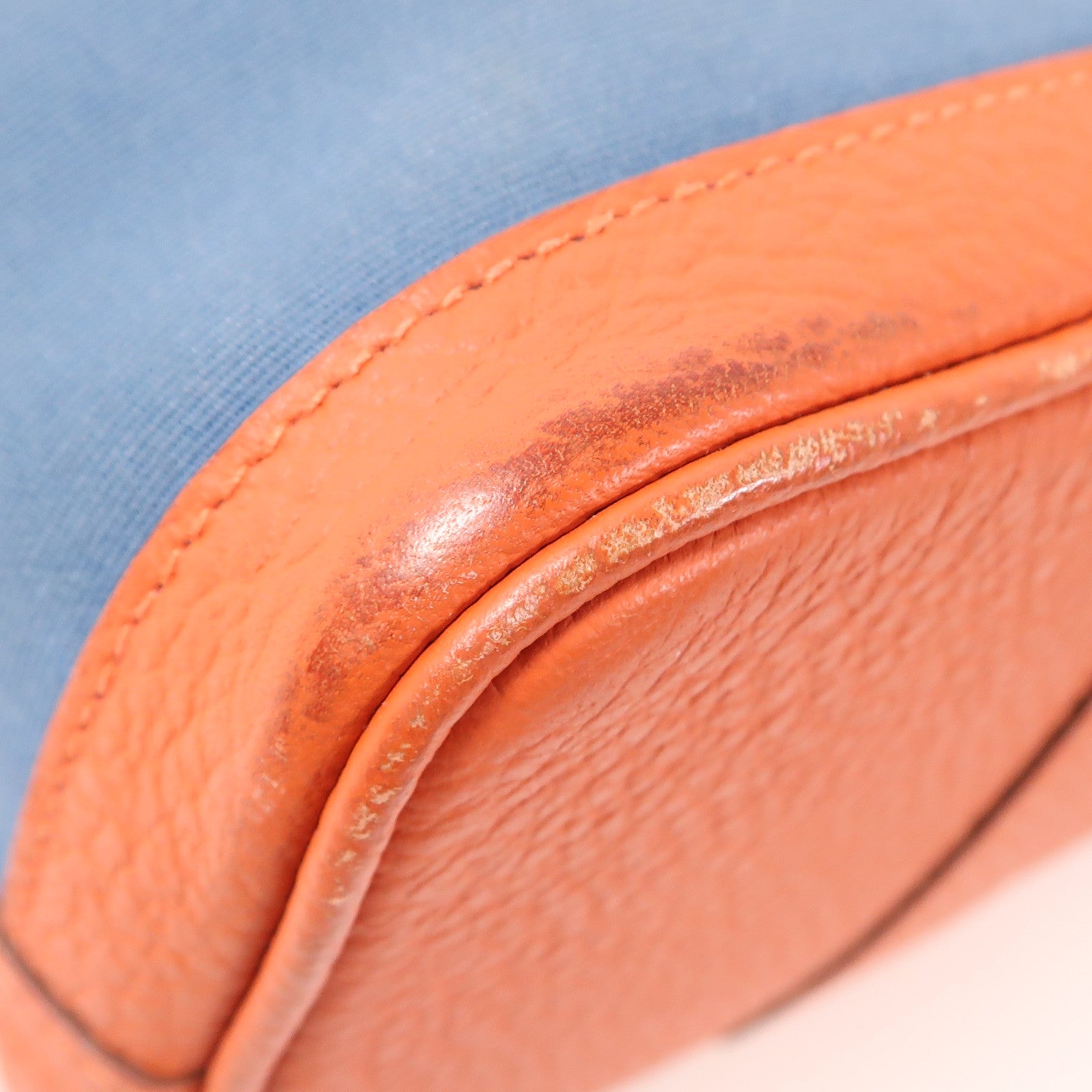 HERMES 【激減優惠】帆布Garden Party TPM銀扣手挽袋Bleu Outremer/Capucine