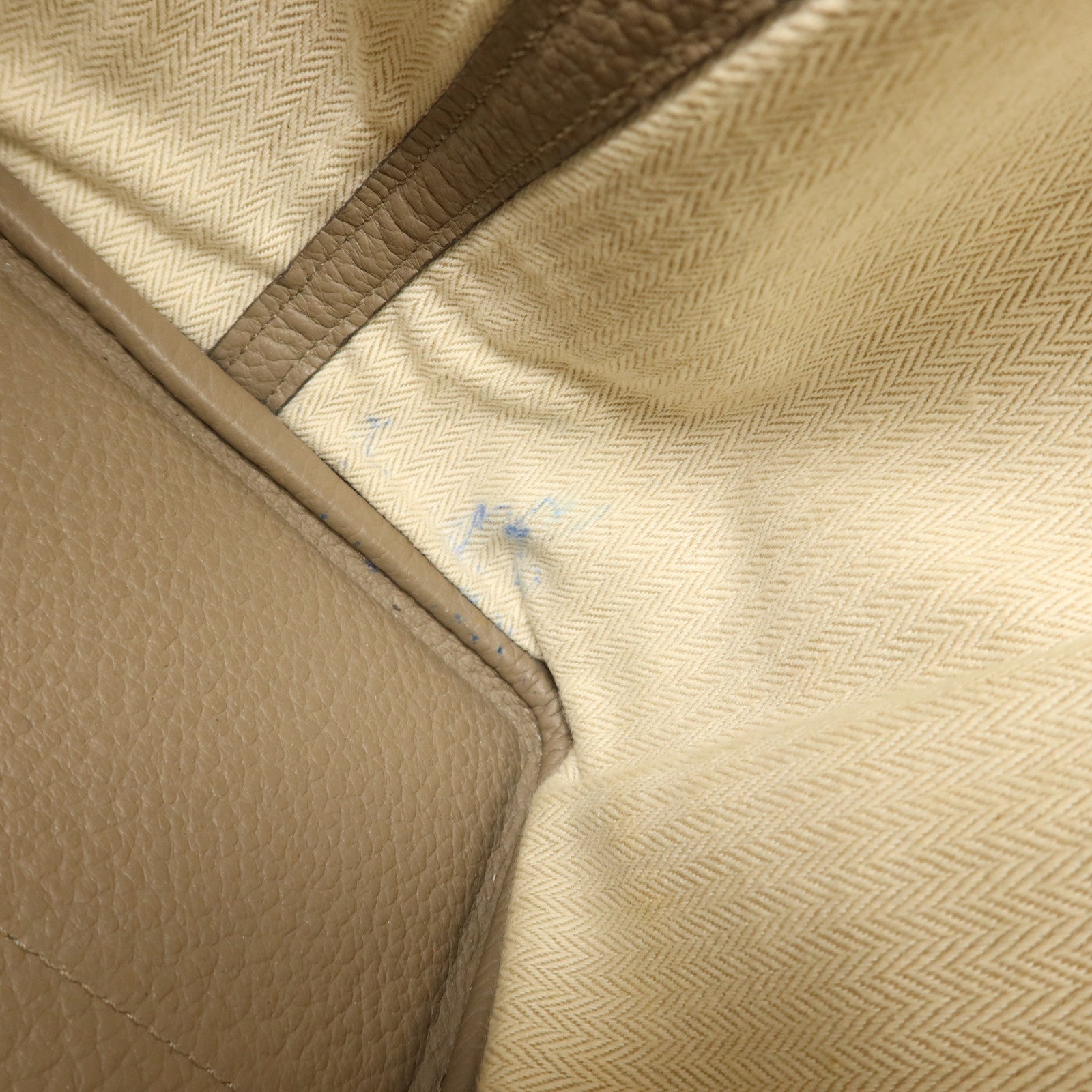 HERMES 【激減優惠】Country皮革Garden Party PM銀扣手挽袋Gris Asphalt