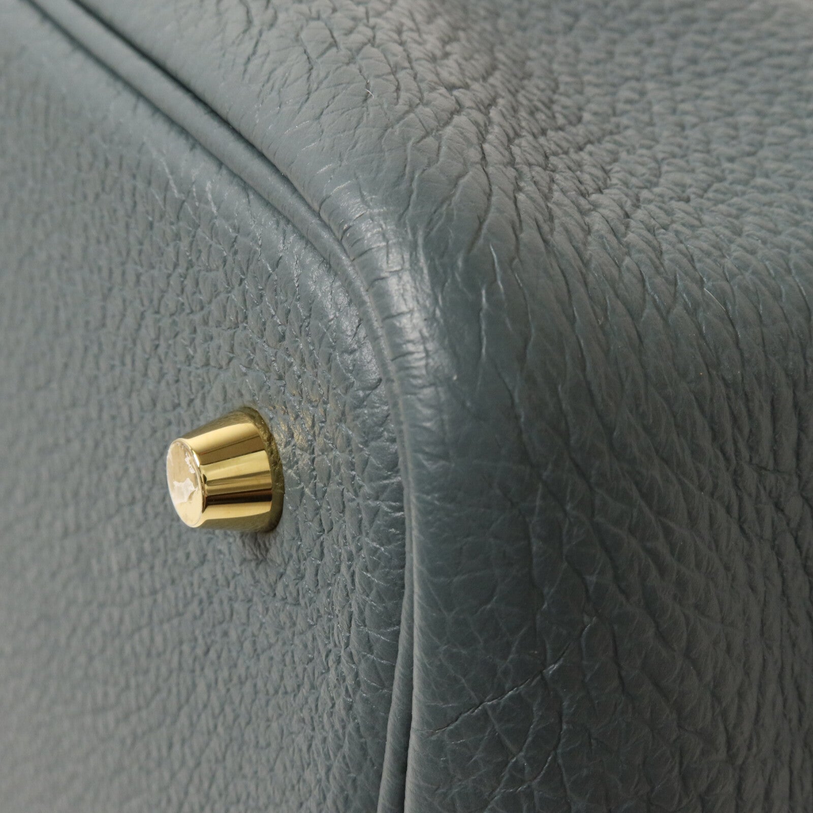 HERMES Clemence皮革Picotin MM扣手挽袋Bleu Orage