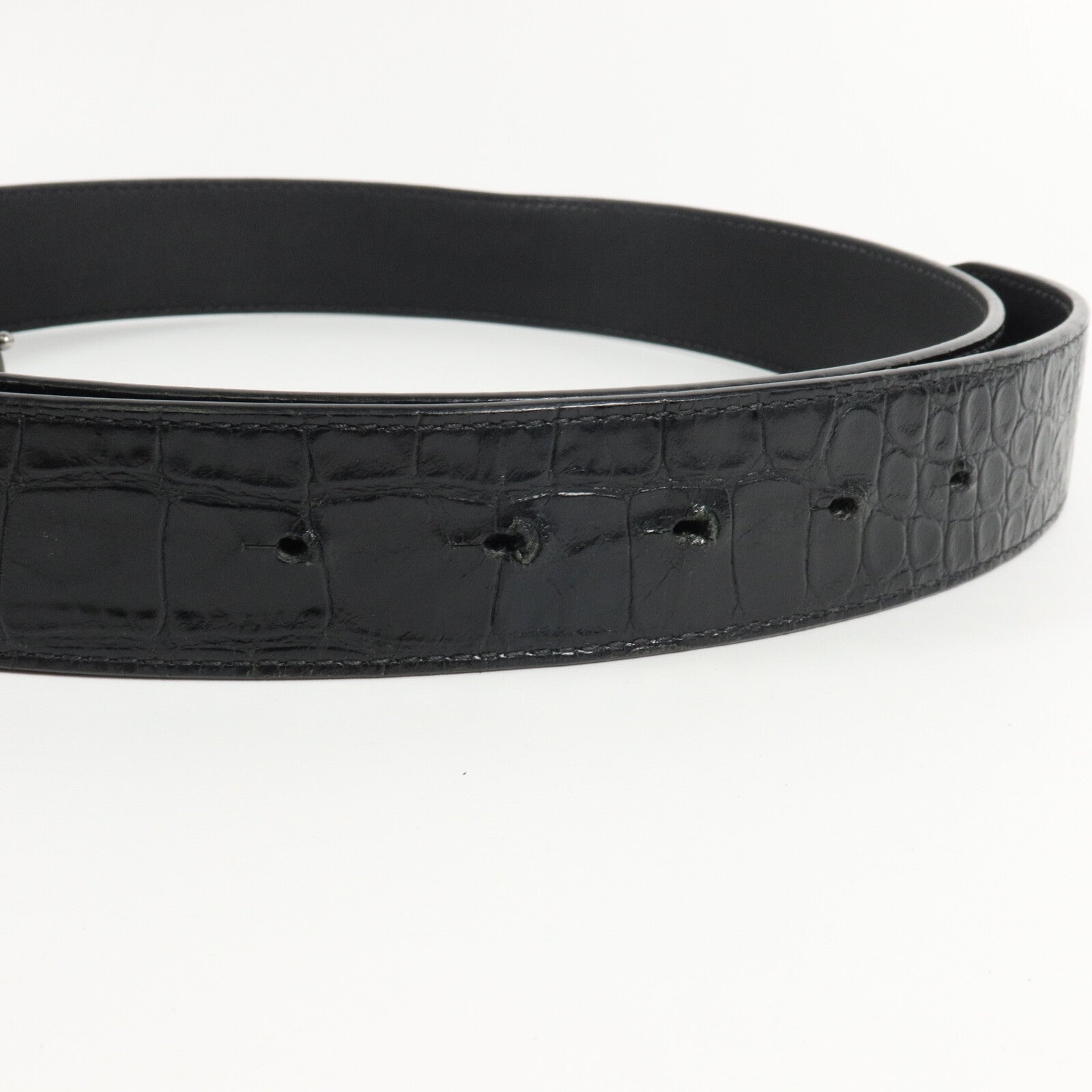 BALENCIAGA 壓花皮革BB Large Belt In Black皮帶