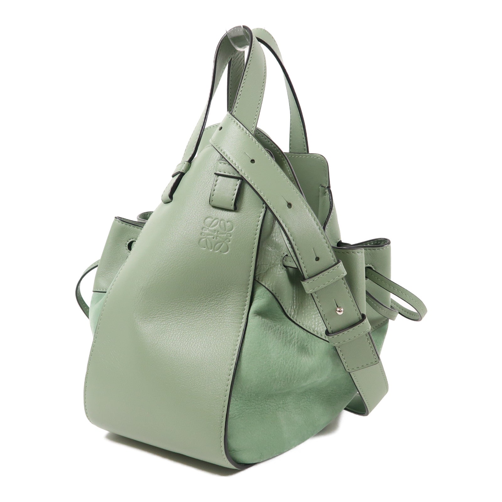 LOEWE 牛皮皮革Hammock銀扣手挽肩背兩用袋