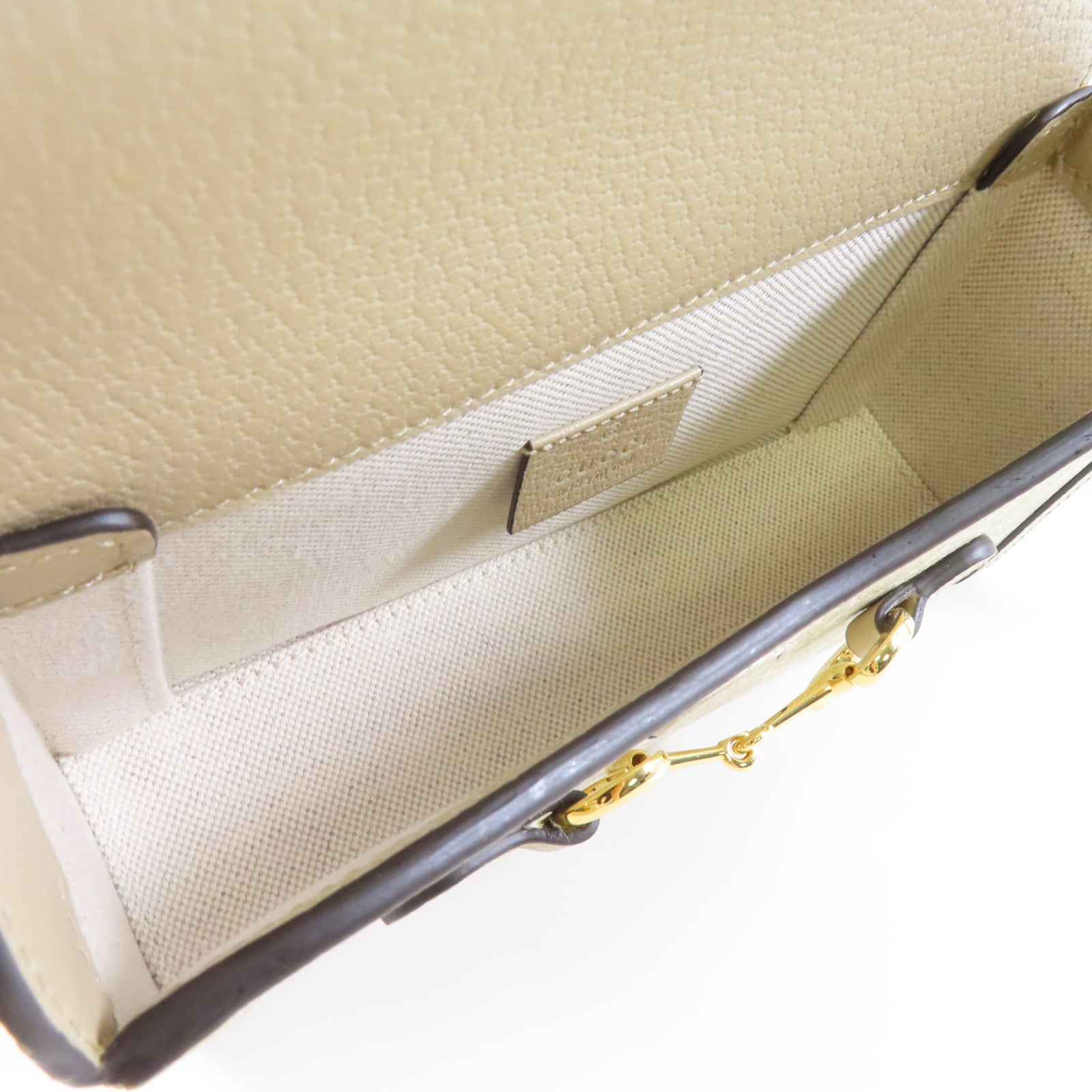 GUCCI 塗層帆布Shoulder Bag金扣肩背袋米色