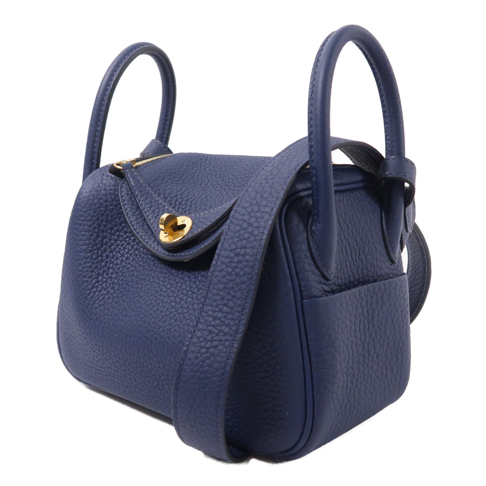 HERMES Clemence皮革Mini Lindy手挽肩背兩用袋Bleu De Prusse