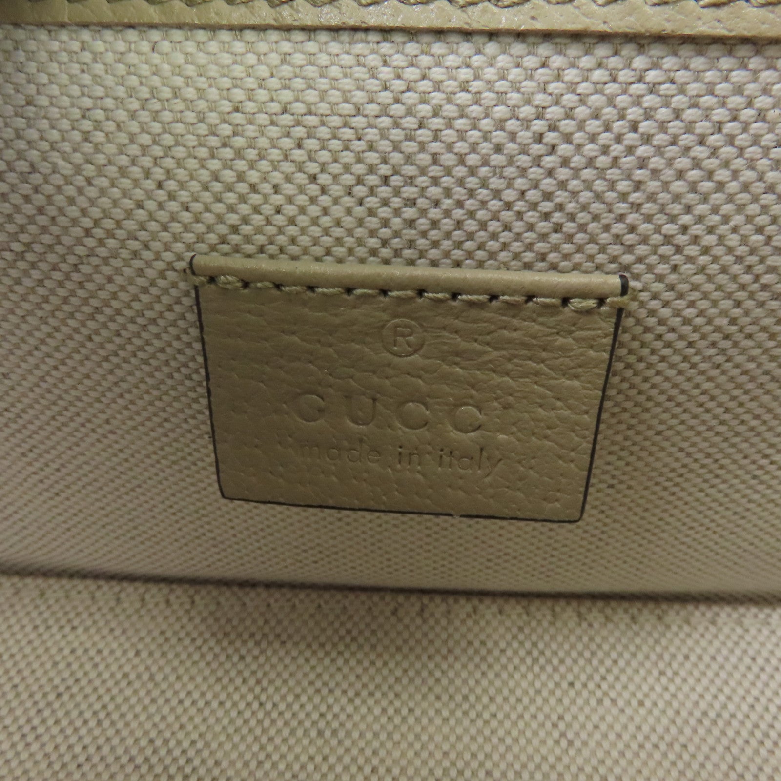 GUCCI 塗層帆布Shoulder Bag金扣肩背袋米色