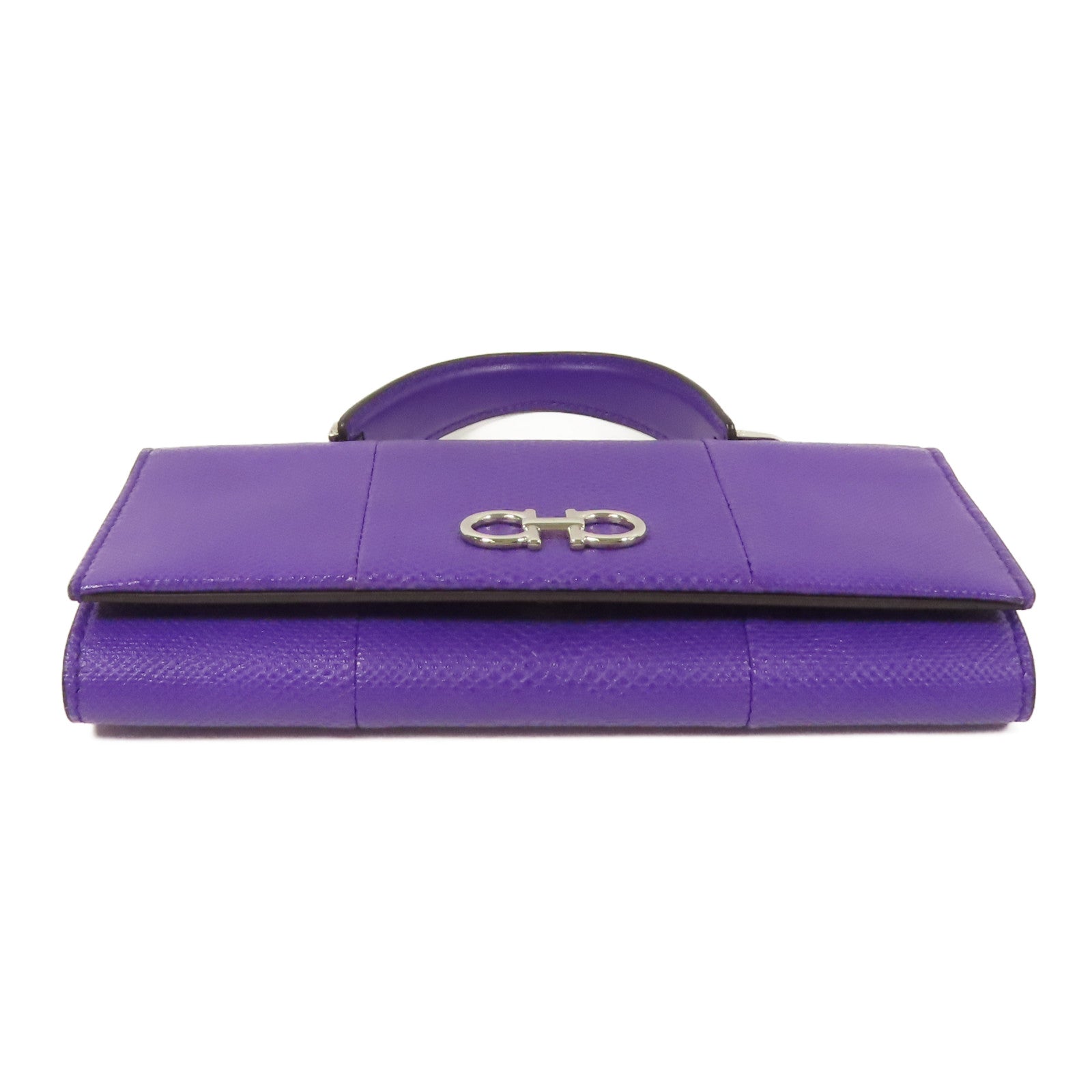Salvatore Ferragamo 皮革Gancini Shoulder Wallet銀扣肩背袋