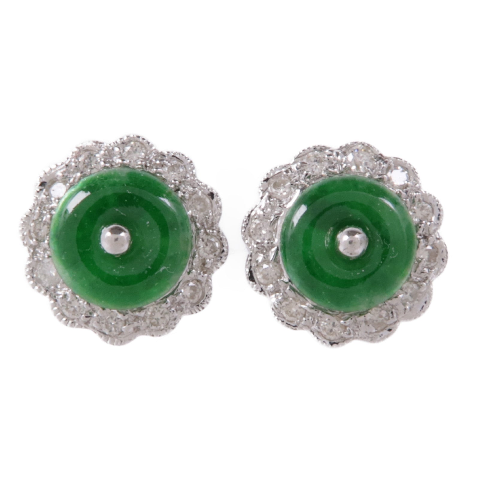 JEWELRY 18K白金Jade/Diamond Earrings翡翠/鑽石耳環