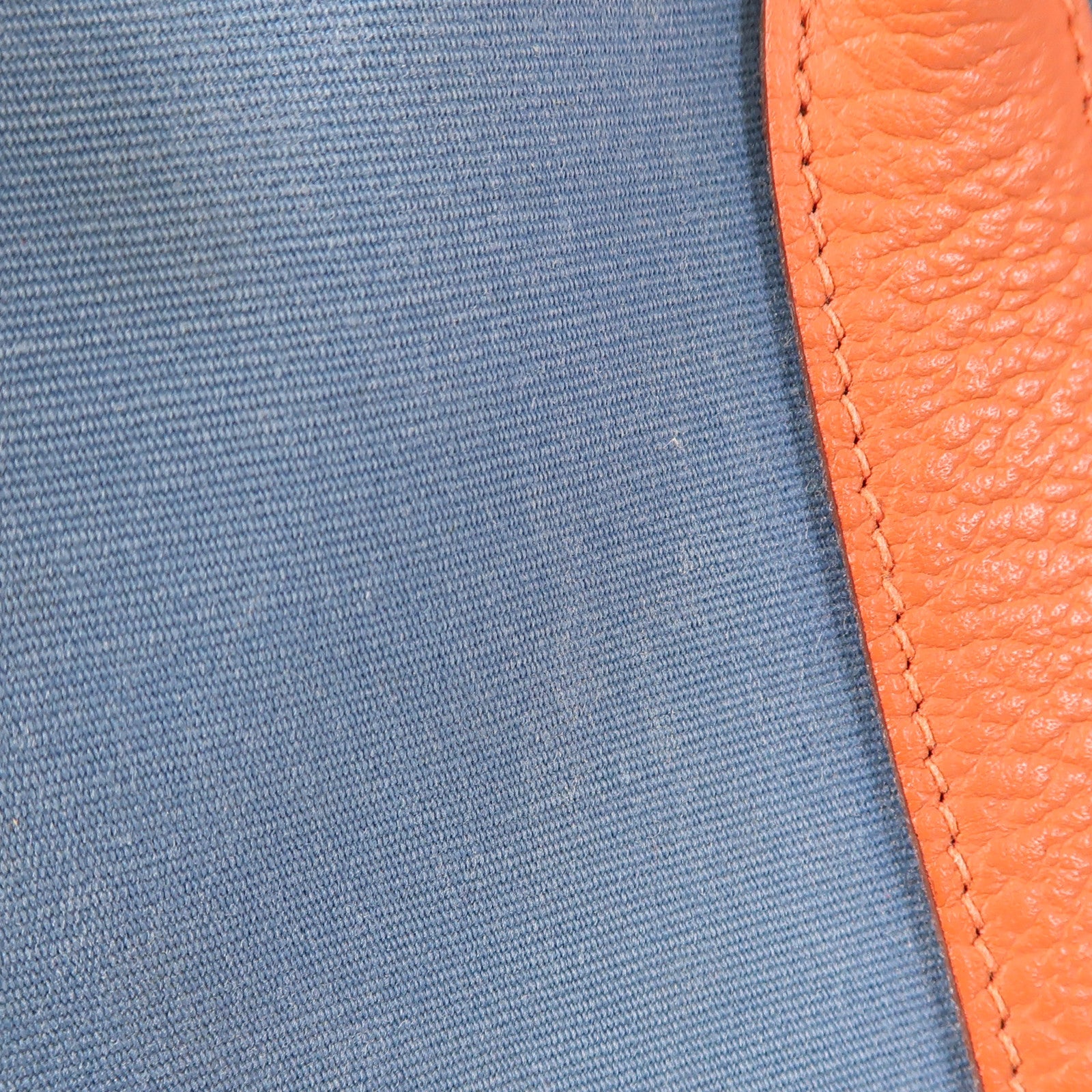 HERMES 【激減優惠】帆布Garden Party TPM銀扣手挽袋Bleu Outremer/Capucine